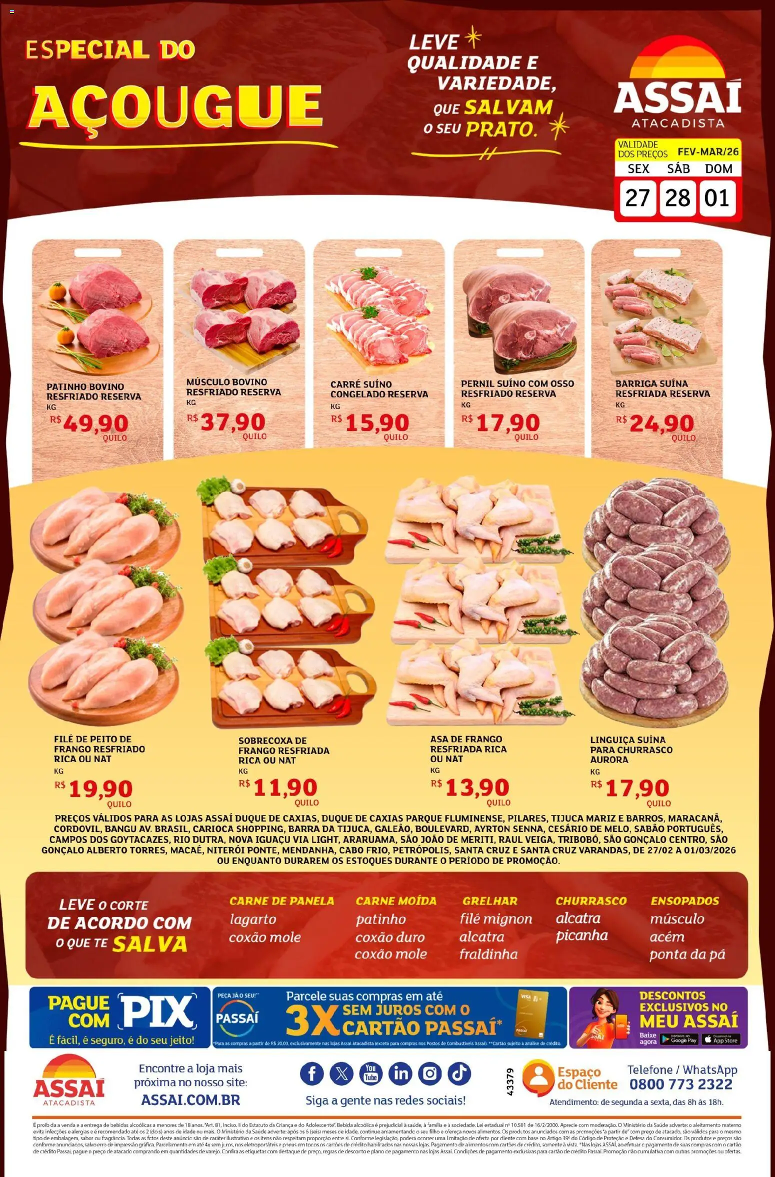 Assaí Atacadista Folheto - válido de 27.02.2026 | Página: 1 | Produtos: Panela, Linguiça, Alcatra, Asa de frango