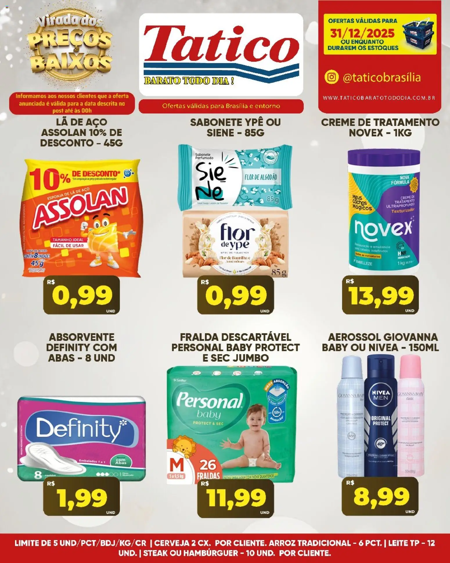 Tatico Folheto - válido de 31.12.2025 | Página: 17 | Produtos: Arroz, Creme, Hambúrguer, Absorvente