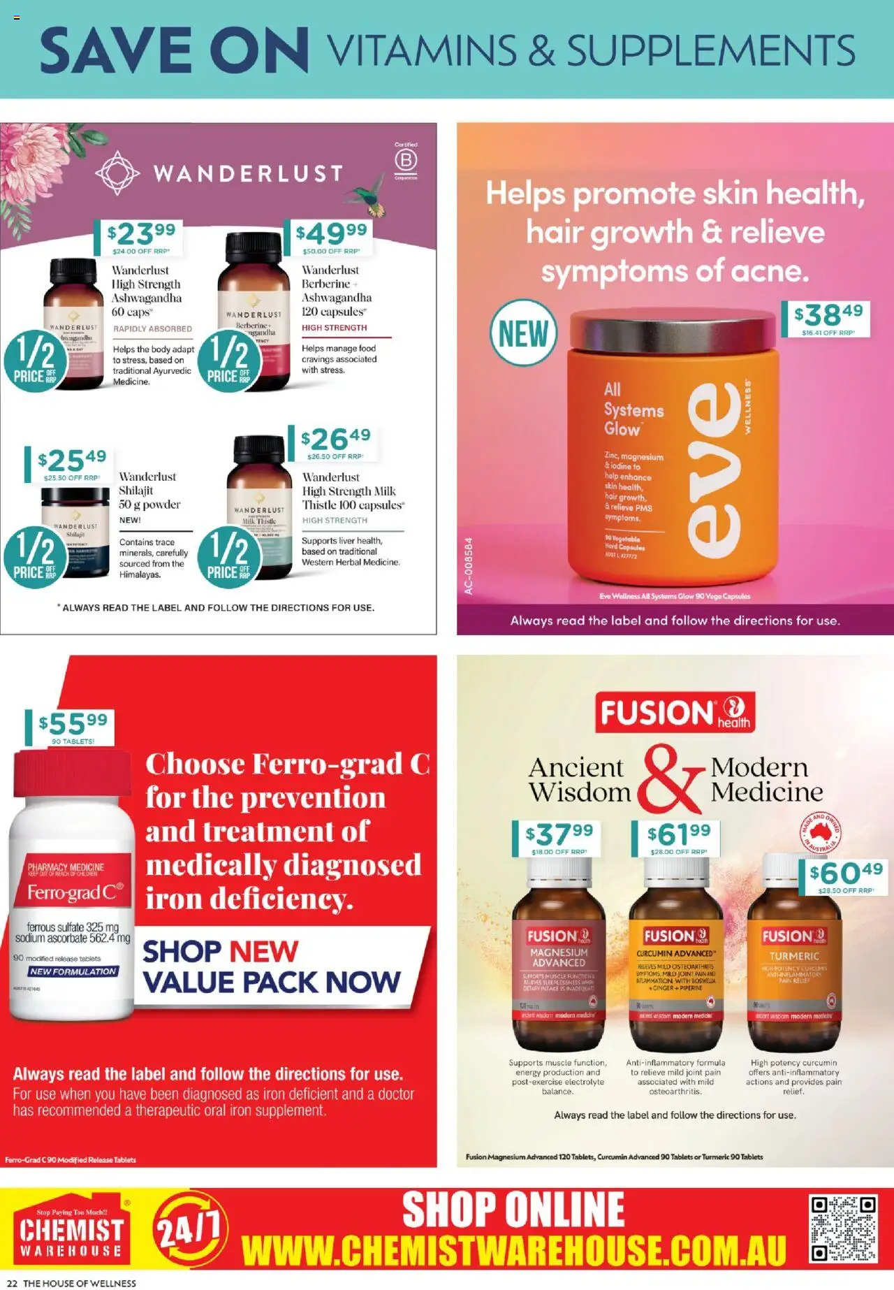 Chemist Warehouse catalogue - valid from 07.08.2025 | Page: 22 | Products: Powder, Milk, Herbal, Pain relief