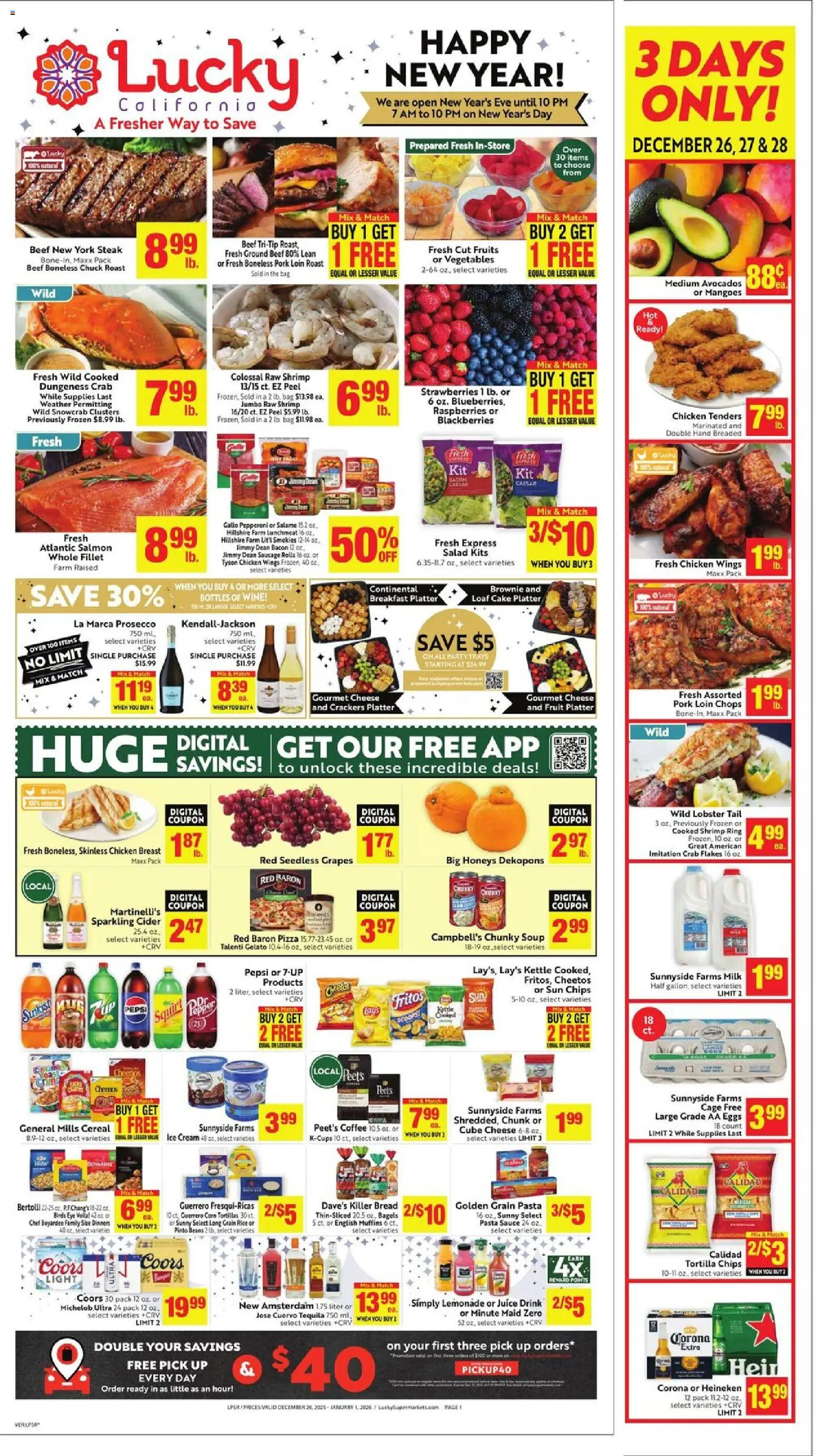 Lucky Supermarkets Weekly - AK - valid from 26.12.2025 | Page: 1 | Products: Pasta, Cream, Vegetables, Pepper