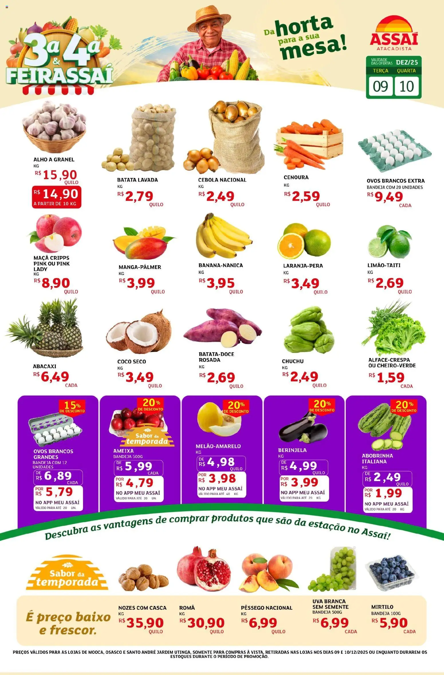 Assaí Atacadista Folheto - válido de 09.12.2025 | Página: 1 | Produtos: Abobrinha, Alho, Baixo, Ameixa