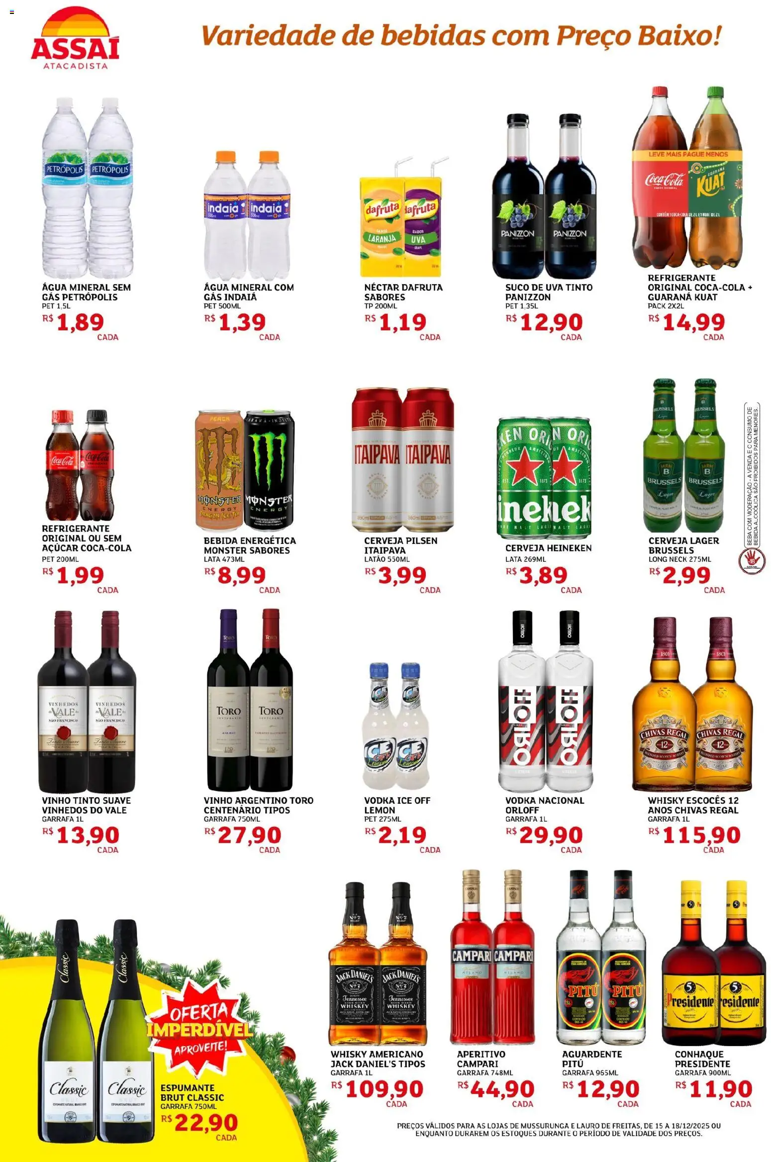 Assaí Atacadista Folheto - válido de 15.12.2025 | Página: 2 | Produtos: Whisky, Conhaque, Cola, Vodka