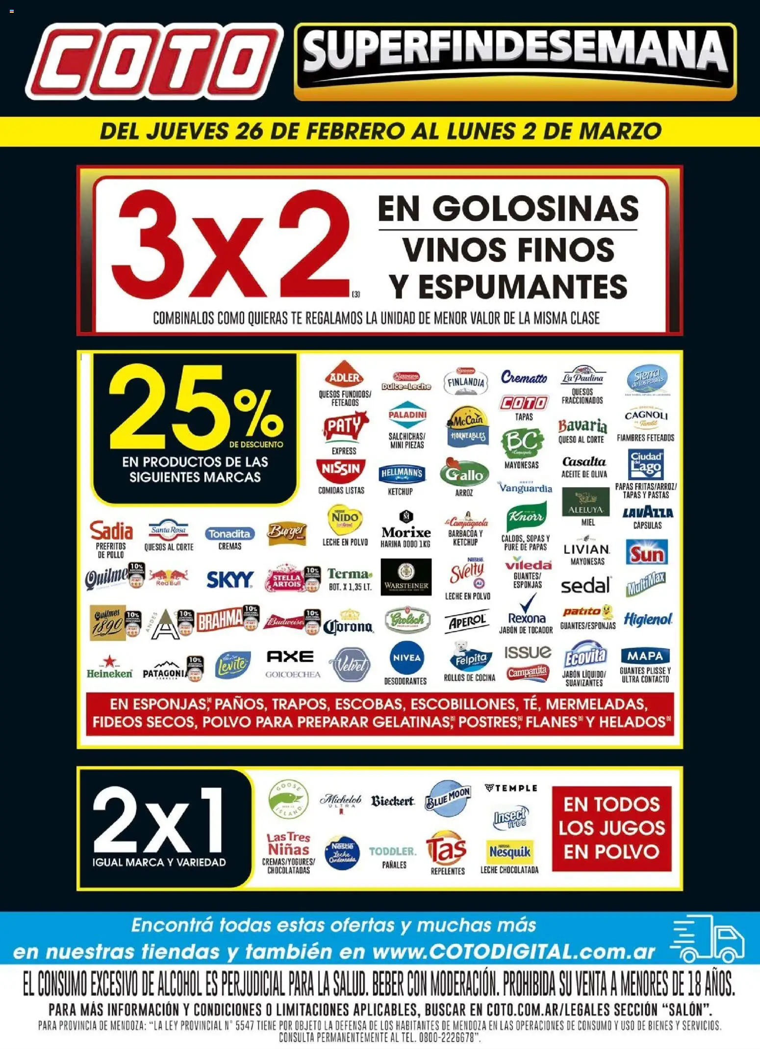 Coto - Salon │ válido desde el 26.02.2026 | Página: 1 | Productos: Leche en polvo, Leche, Fideos, Golosinas