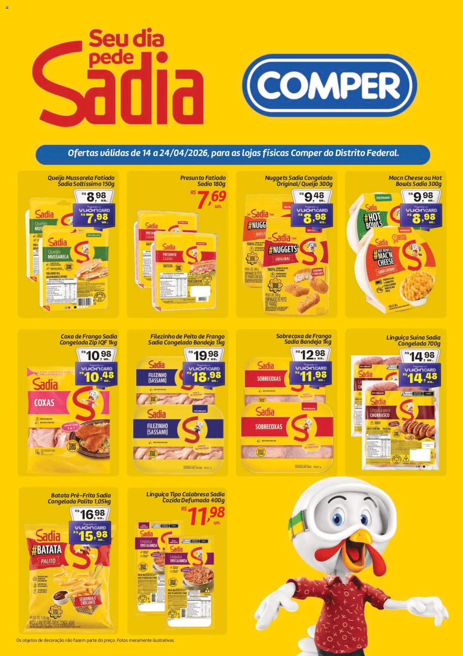 Comper Folheto - válido de 14.04.2026 | Página: 1 | Produtos: Linguiça, Coxa de frango, Queijo, Mussarela