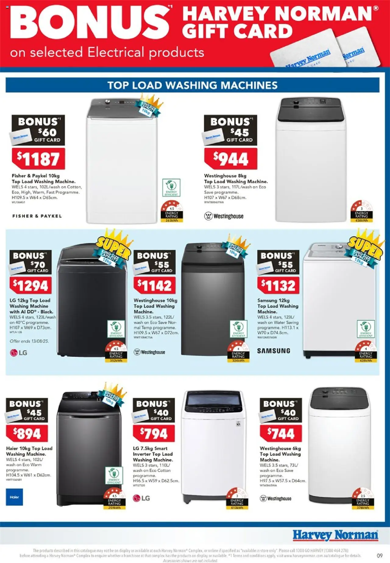 Harvey Norman catalogue - valid from 08.08.2025 | Page: 9 | Products: Water, Accessories, Washing machine
