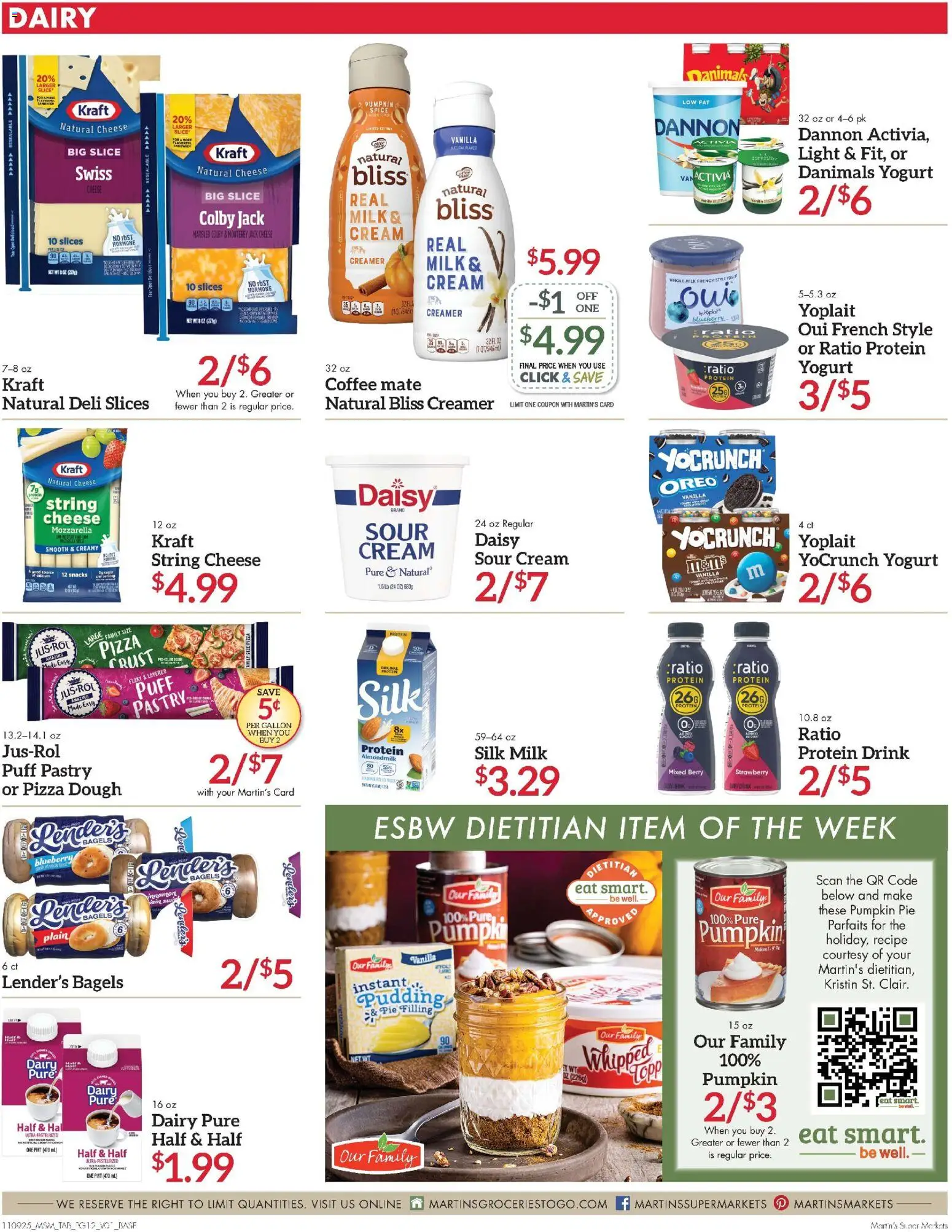 Martin’s Weekly Ad - valid from 09.11.2025 | Page: 12 | Products: Yogurt, Sour cream, Cream, Pumpkin Pie