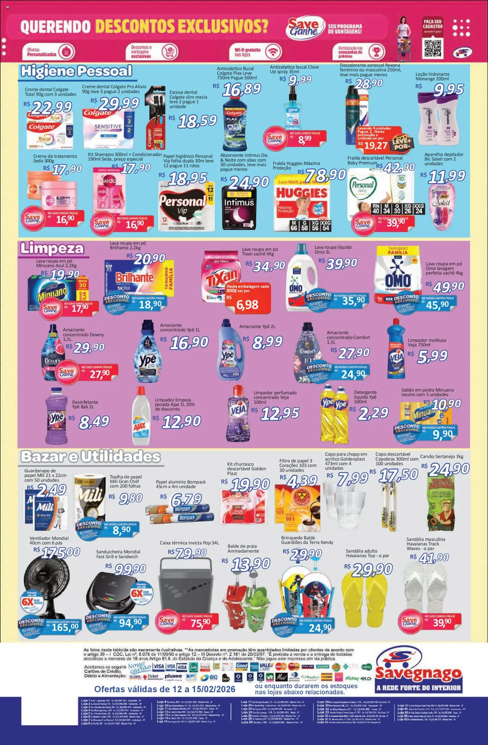 Savegnago Folheto - válido de 12.02.2026 | Página: 4 | Produtos: Caixa térmica, Escova, Faca, Rexona