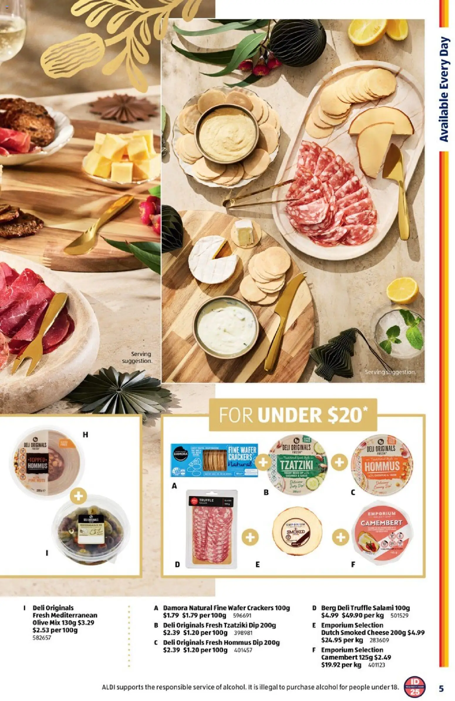 Aldi catalogue - valid from 19.11.2025 | Page: 5 | Products: Crackers, Cheese, Salami, Nuts