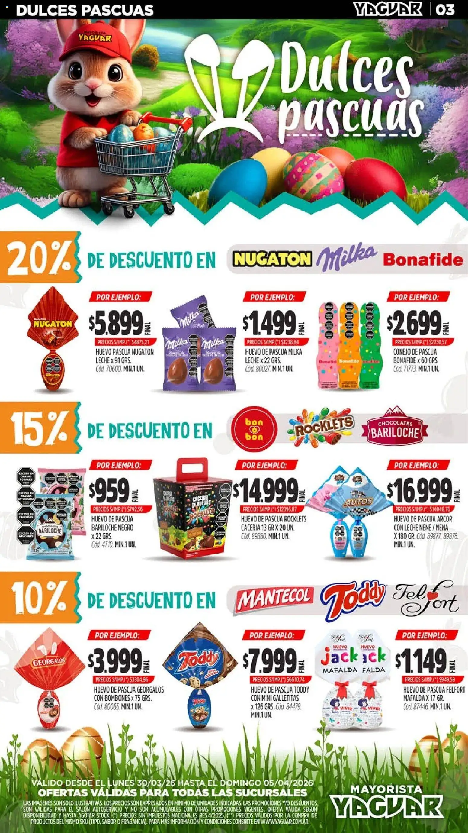 Yaguar - Oferta Semanal Mendoza │ válido desde el 30.03.2026 | Página: 3 | Productos: Falda, Galletitas, Bombones, Huevo