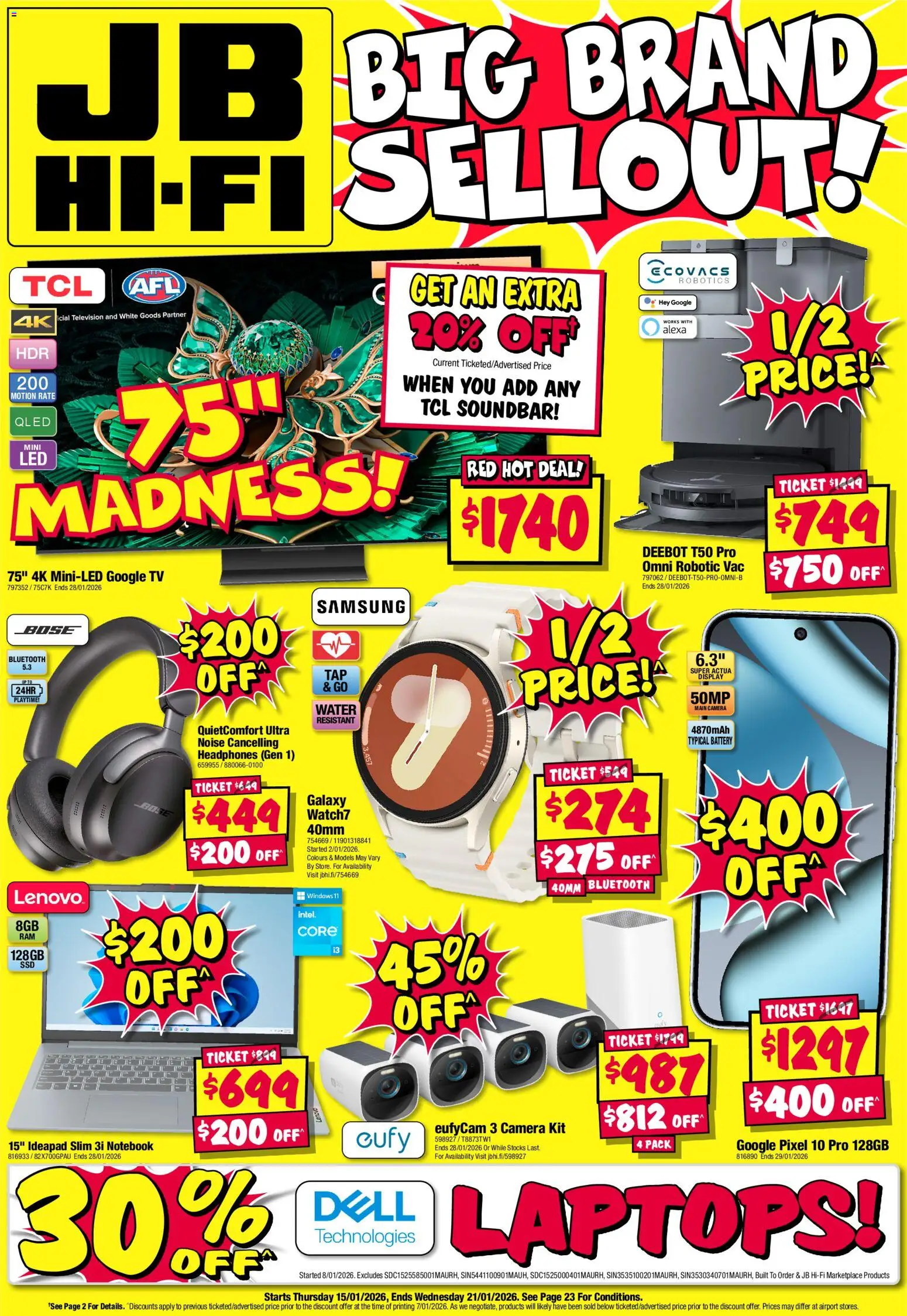 JB Hi-Fi catalogue - valid from 15.01.2026 | Page: 1 | Products: Battery, Water, Notebook, Tv