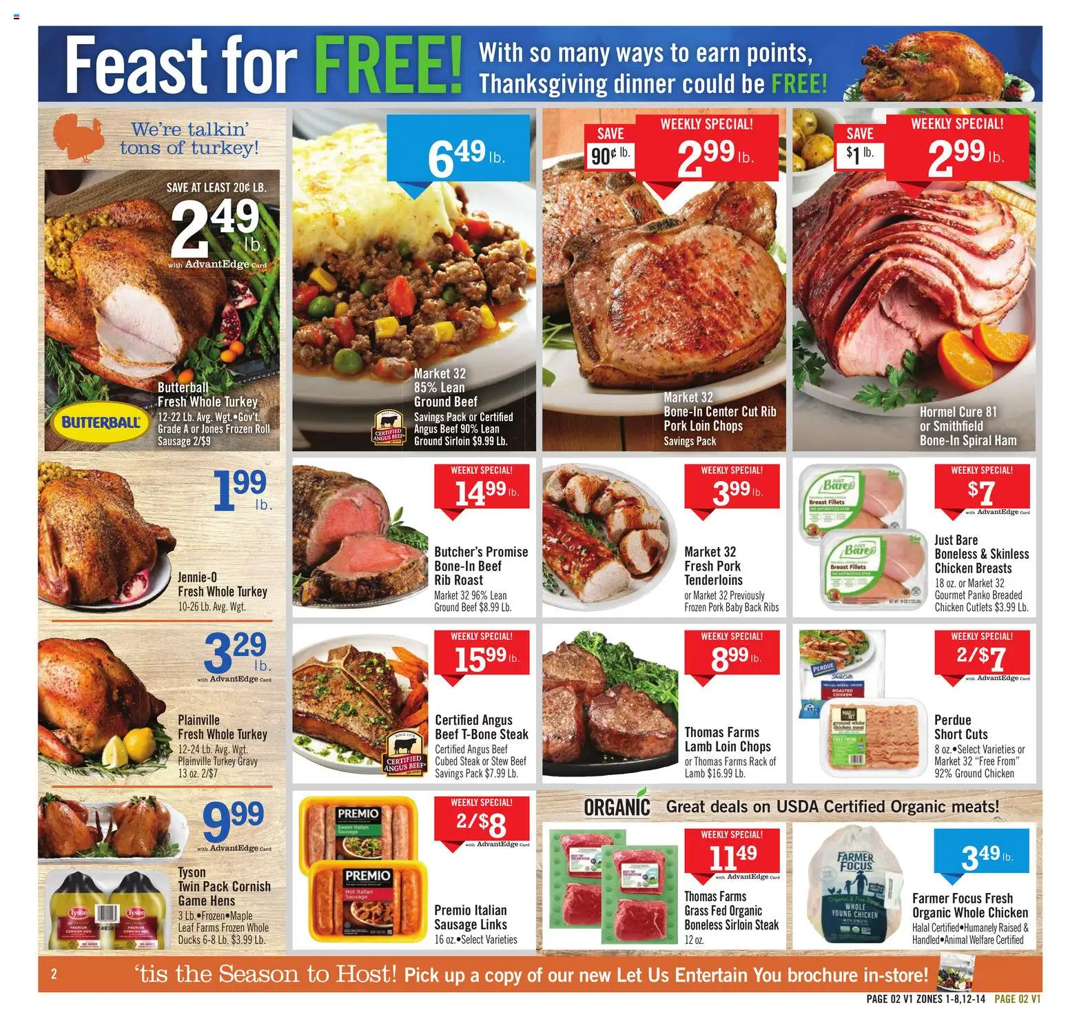 Price Chopper Weekly Ad - valid from 16.11.2025 | Page: 2 | Products: Ham, Chicken meat, Pork, Sausage