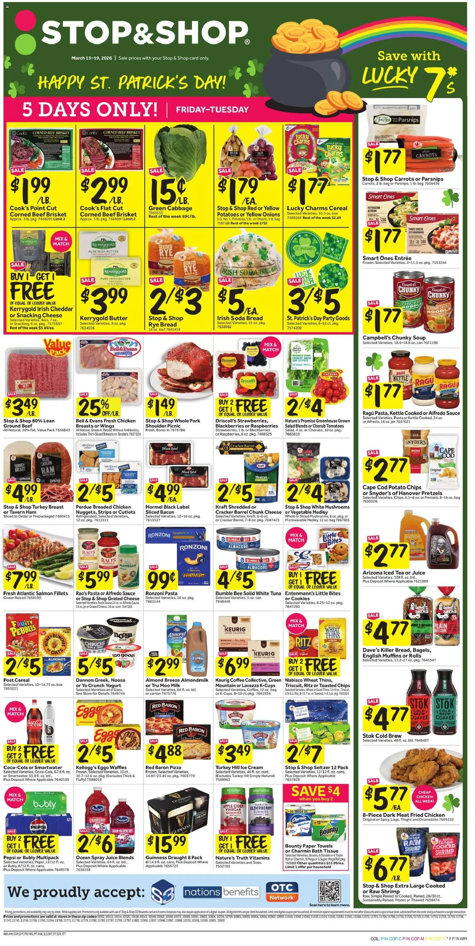 Stop & Shop Weekly Circular - NY - valid from 13.03.2026 | Page: 1 | Products: Butter, Pork, Ice cream, Cabbage