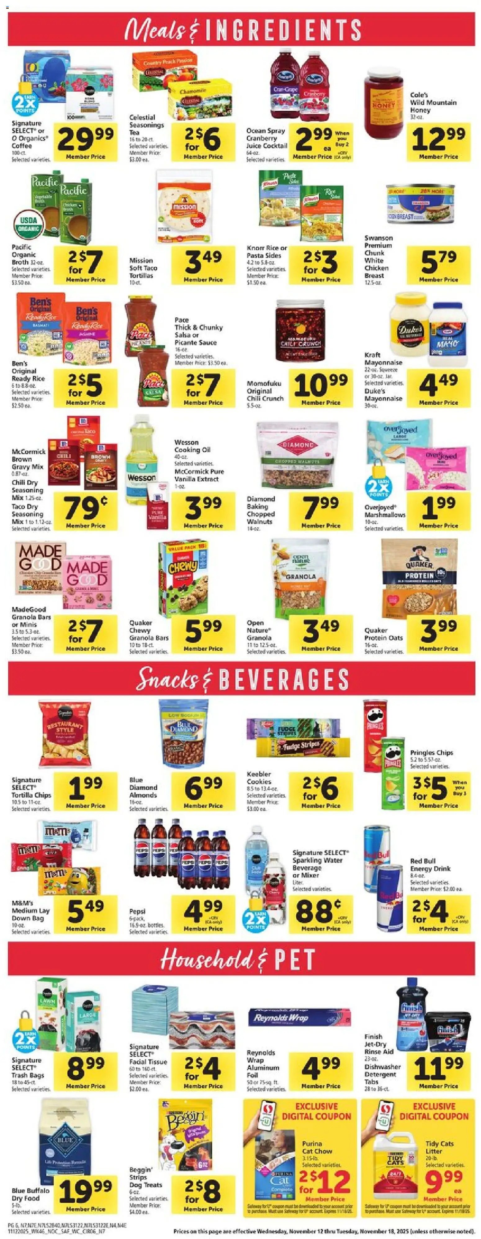 Safeway Weekly Ad - valid from 12.11.2025 | Page: 6 | Products: Rice, Detergent, Chips, Dishwasher