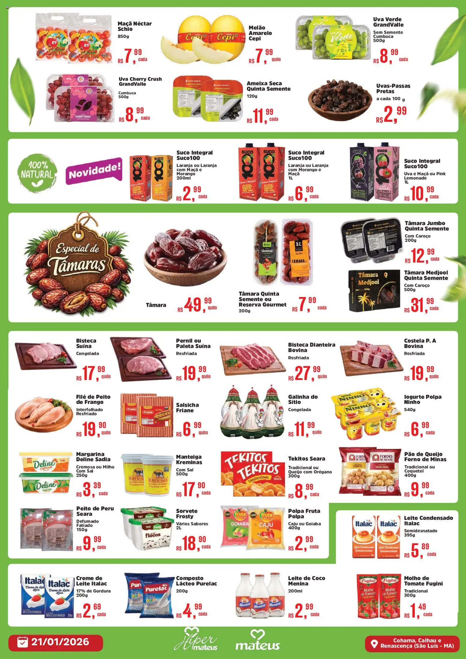 Mateus Folheto - válido de 21.01.2026 | Página: 2 | Produtos: Caju, Leite, Creme, Flocos