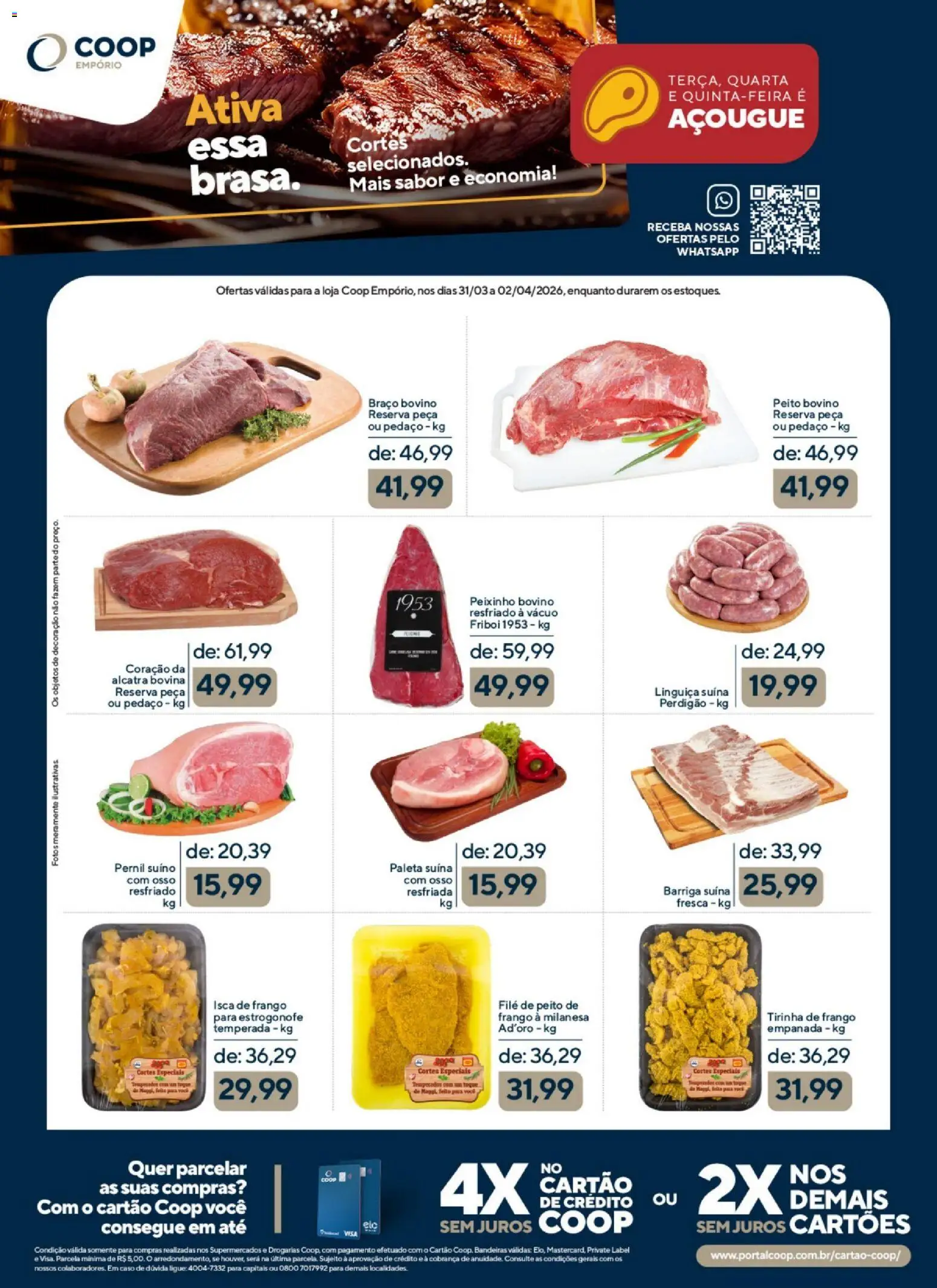 Coop Folheto - válido de 31.03.2026 | Página: 2 | Produtos: Linguiça, Alcatra, Pernil, Frango