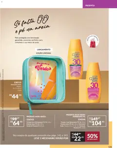 Avon - Campanha 01 - Pré-Visualização do folheto da loja Avon, válido de 19.12.2025 | Página: 141 | Produtos: Areia, Protetor solar, Necessaire, Bolsa