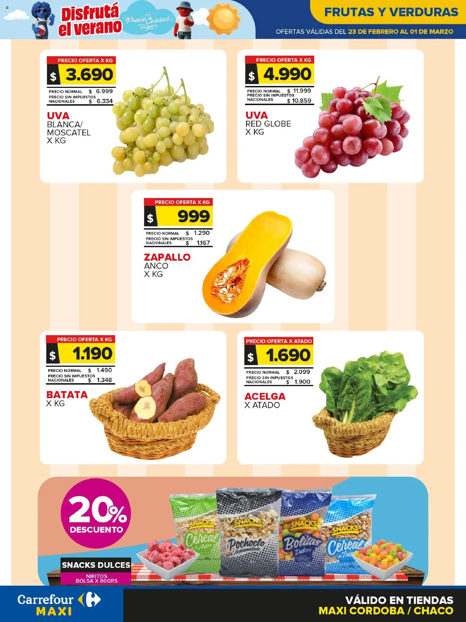 Carrefour - Frutas y Verduras B │ válido desde el 23.02.2026 | Página: 1 | Productos: Bolsa, Acelga, Zapallo, Batata