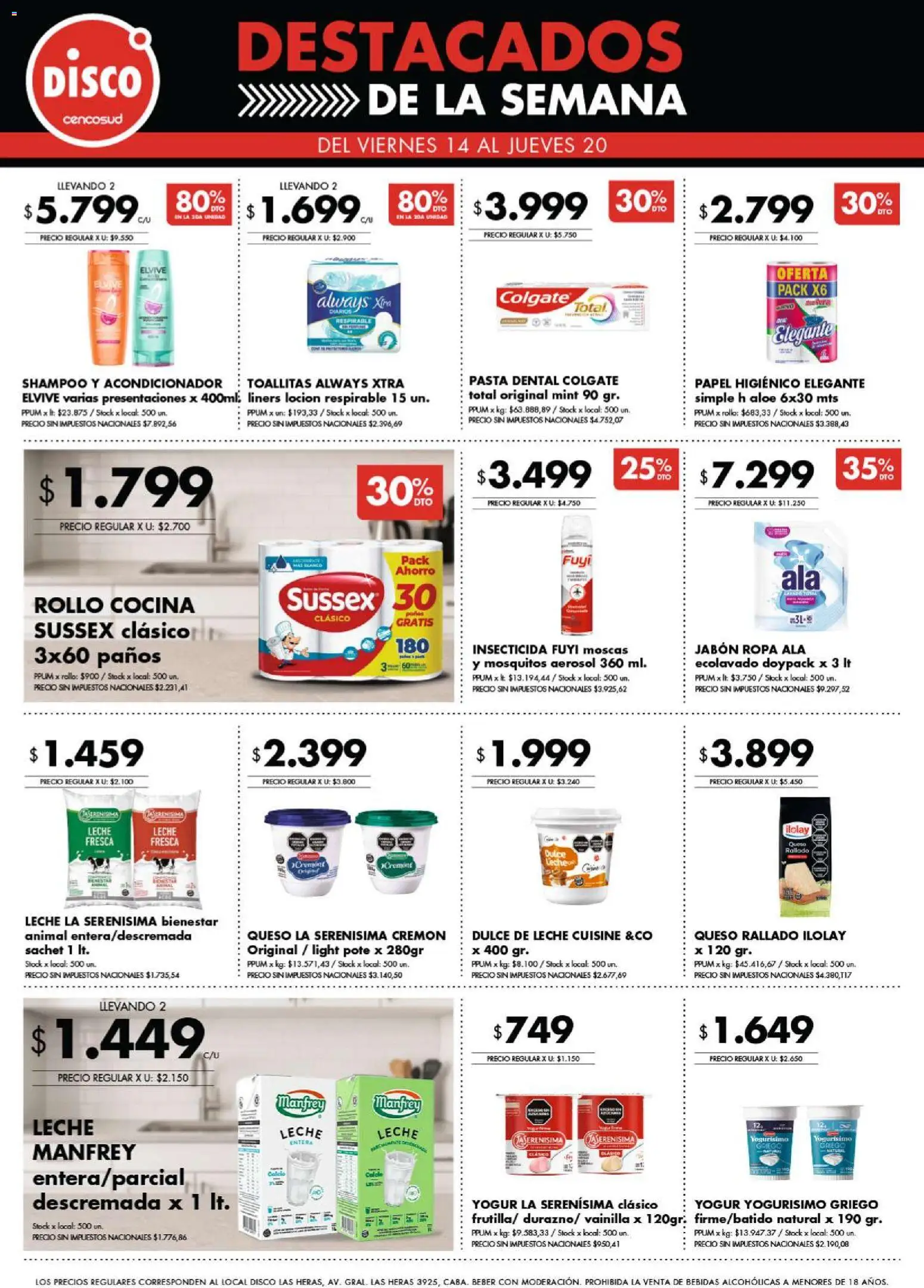 Disco - Destacados - Ofertas I Nacional │ válido desde el 14.11.2025 | Página: 2 | Productos: Papel higiénico, Disco, Dulce de leche, Pasta