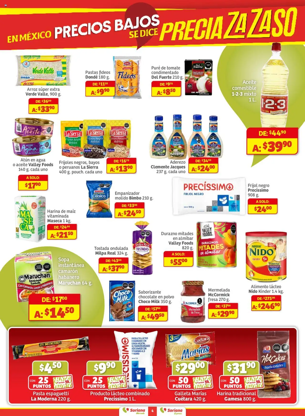 Nuevas ofertas de Soriana válidas en toda la República Mexicana desde el 18.09.2025. ¡Encuentra las mejores ofertas en Soriana - Pesito Valedor Mercado: Camp, Chia, Oax, Q. Roo, Tab, Yuc! | Página: 4 | Productos: Tomate, Aceite, Arroz, Sierra