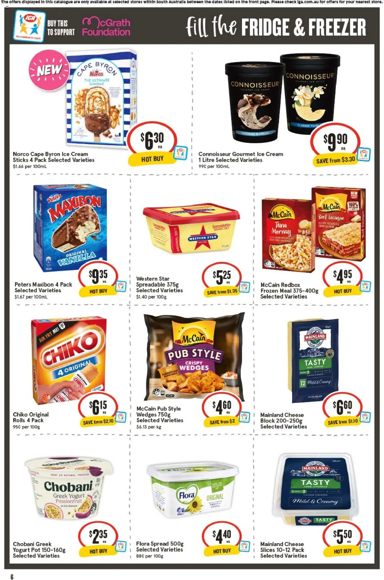 IGA catalogue - valid from 17.09.2025 | Page: 6 | Products: Cheese, Ice cream, Tuna, Foundation