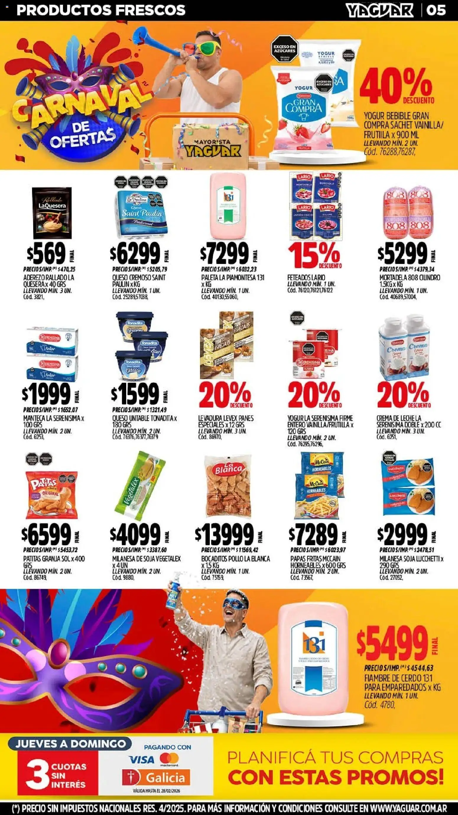 Yaguar - Oferta Semanal Jujuy │ válido desde el 09.02.2026 | Página: 5 | Productos: Pollo, Crema de leche, Paleta, Leche