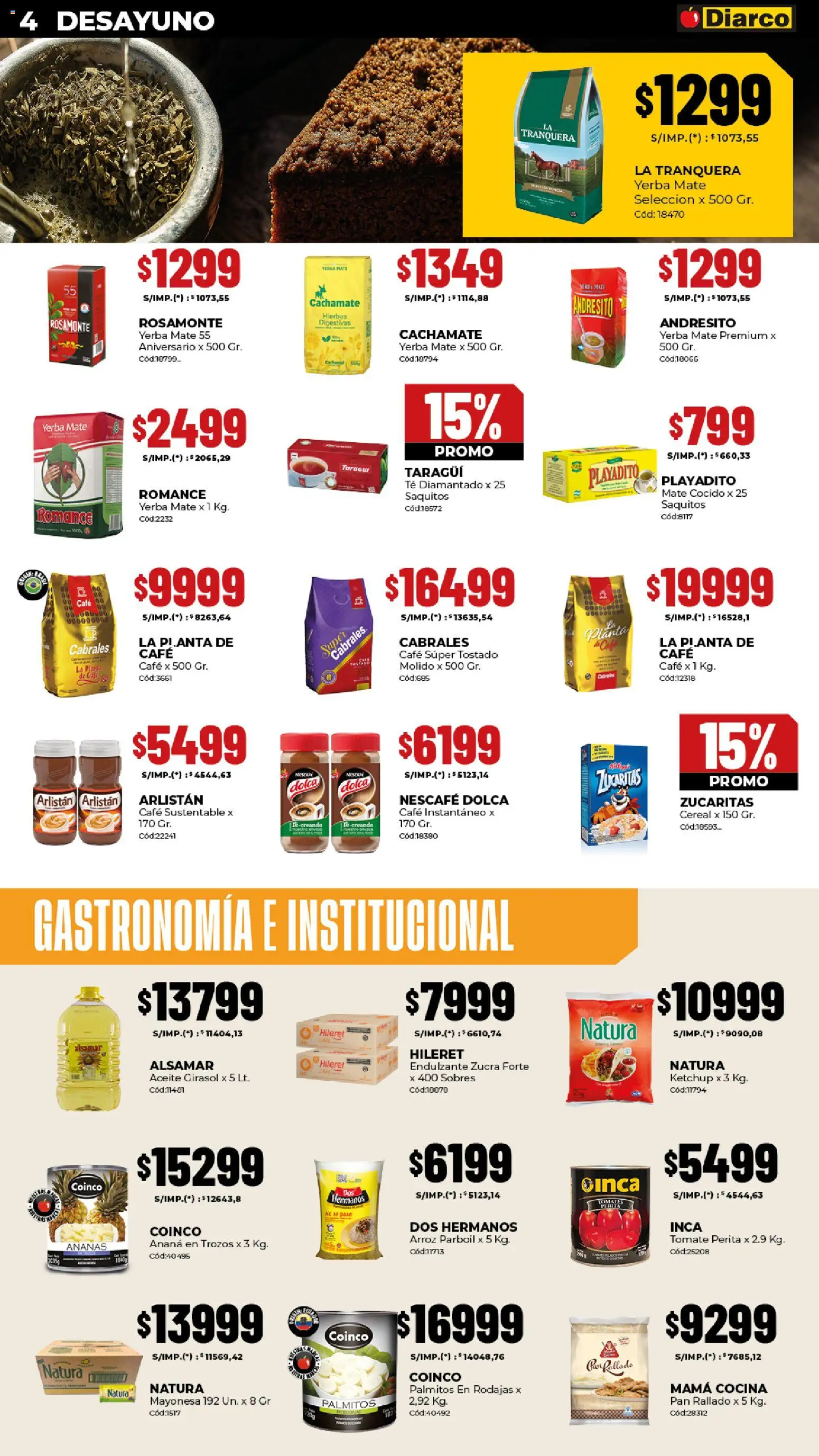 Diarco - Ofertas Interior │ válido desde el 27.10.2025 | Página: 4 | Productos: Yerba, Ananá, Palmitos, Pan
