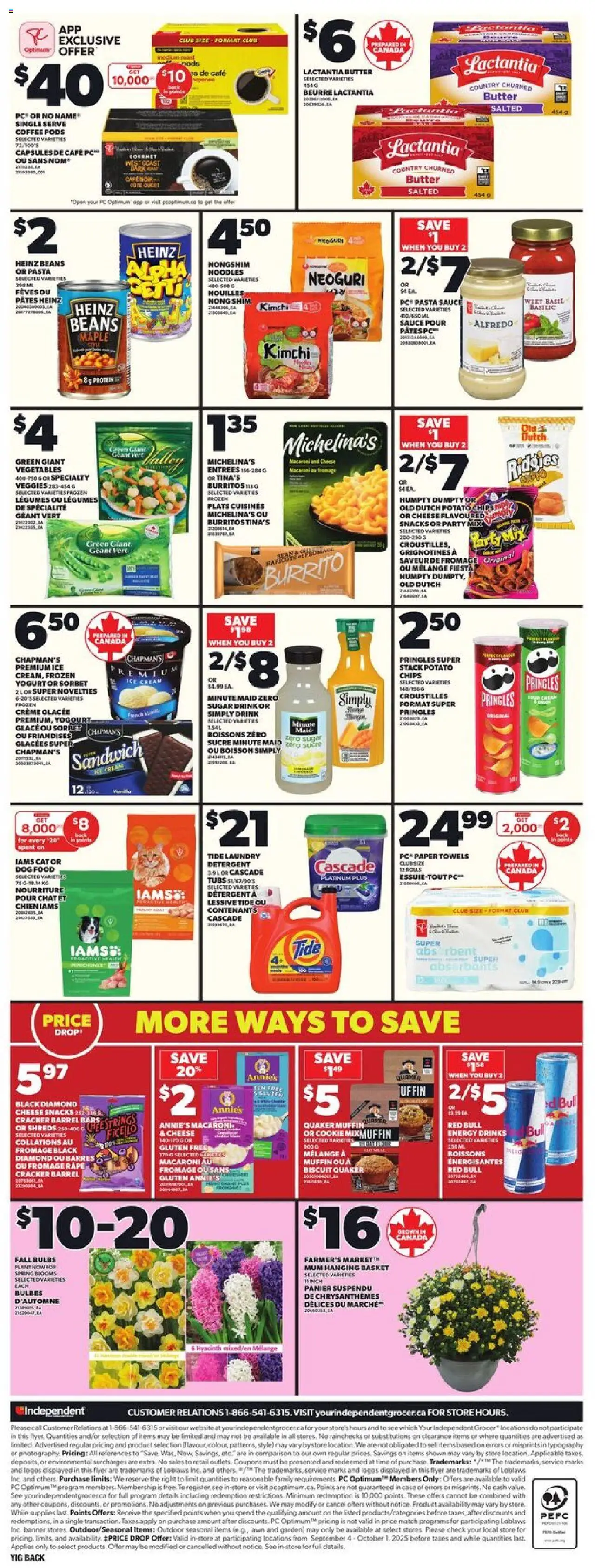 Independent Grocer flyer valid from 11.09.2025 | Page: 4 | Products: Chips, Basket, Butter, Cheese