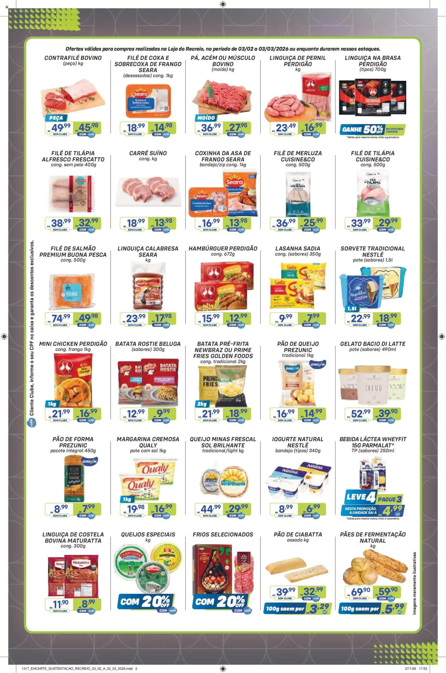 Prezunic Folheto - válido de 02.03.2026 | Página: 3 | Produtos: Salmão, Hambúrguer, Lasanha, Margarina