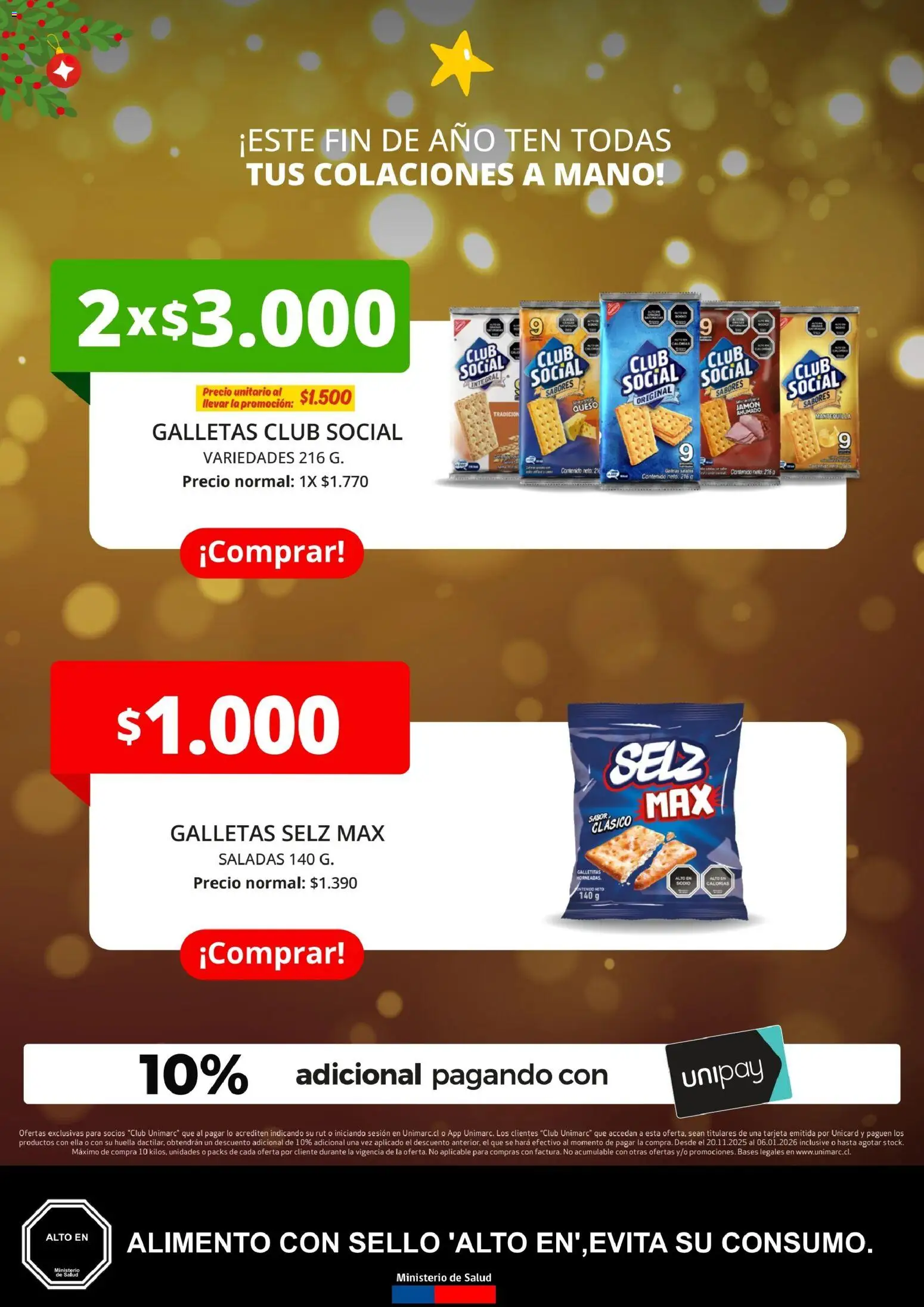 Unimarc Ofertas │ válido desde el 20.11.2025 | Página: 5 | Productos: Galletitas, Queso, Jamón, Galletas