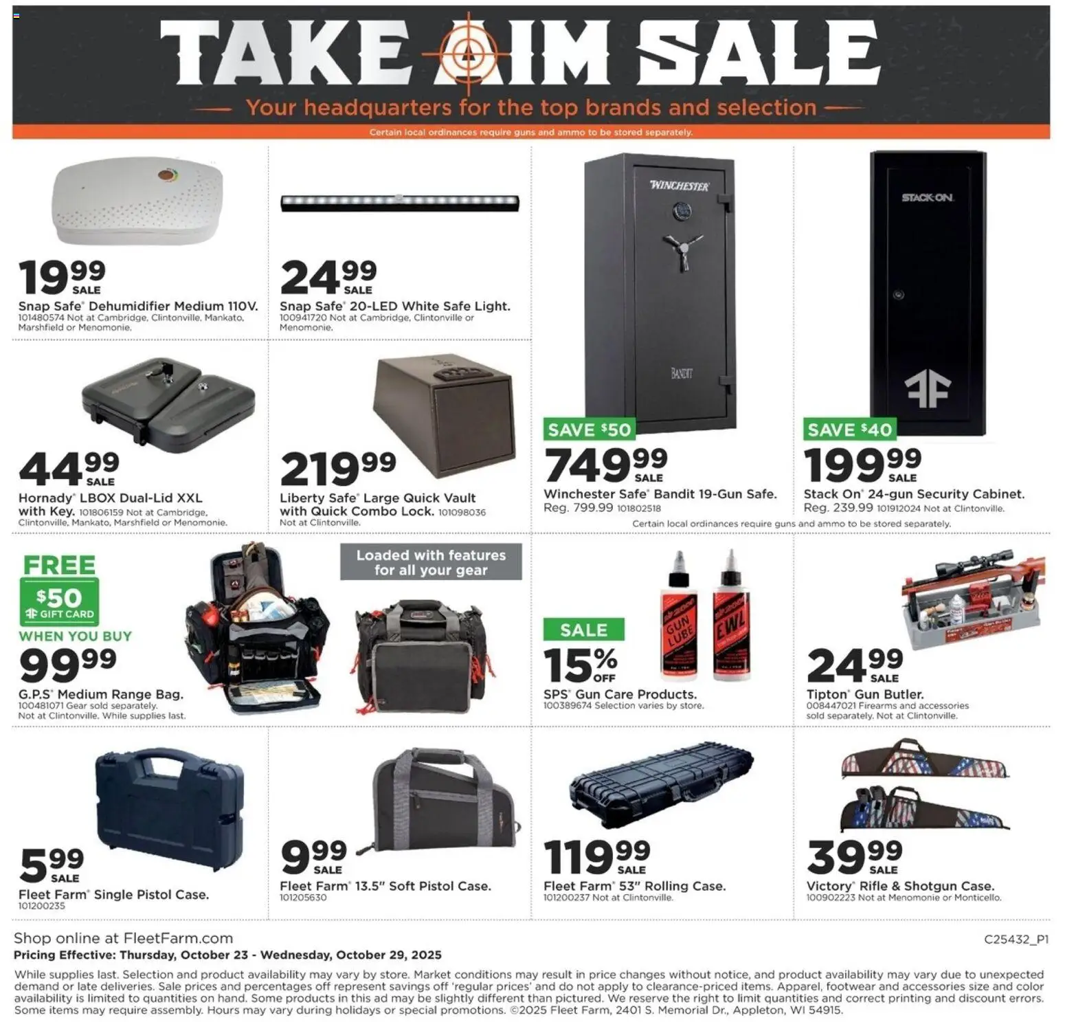 Mills Fleet Farm Take Aim - valid from 23.10.2025 | Page: 12 | Products: Safe, Gun, Ammo, Dehumidifier