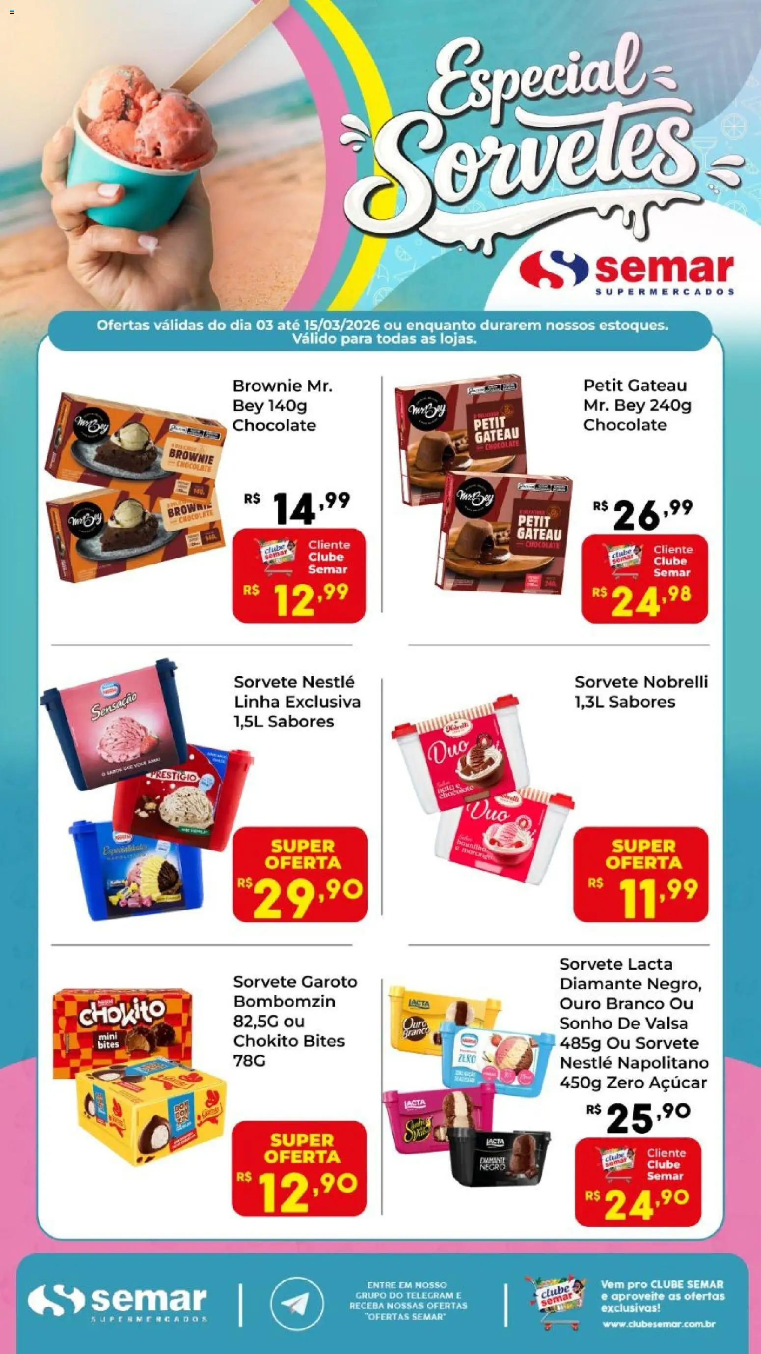 Semar Supermercado Folheto - válido de 03.03.2026 | Página: 1 | Produtos: Chocolate, Sorvete, Açúcar