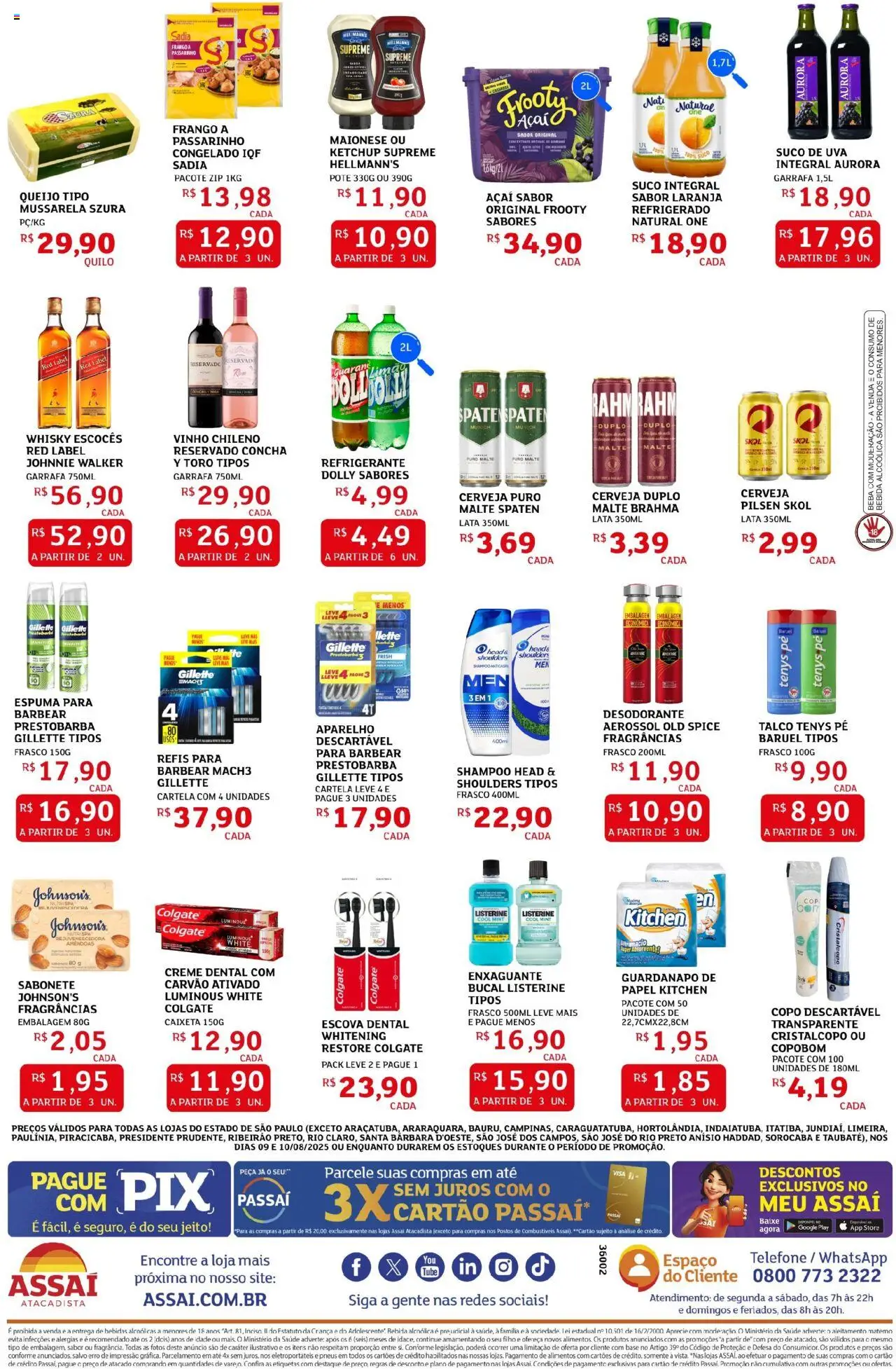 Assaí Atacadista Folheto - válido de 09.08.2025 | Página: 2 | Produtos: Escova, Whisky, Vinho, Base
