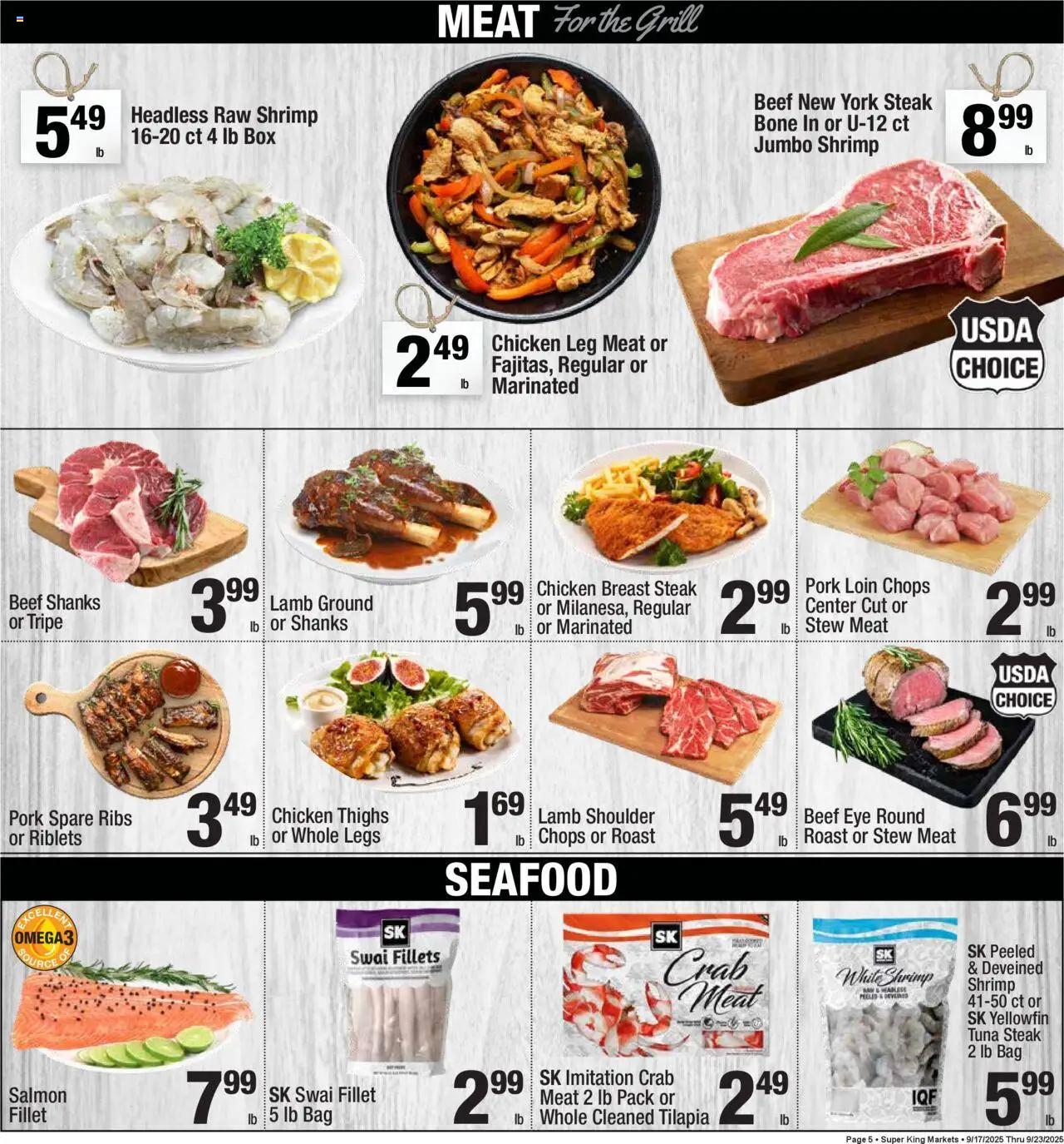 Super King Weekly Ad - valid from 17.09.2025 | Page: 5 | Products: Pork, Seafood, Bag, Grill