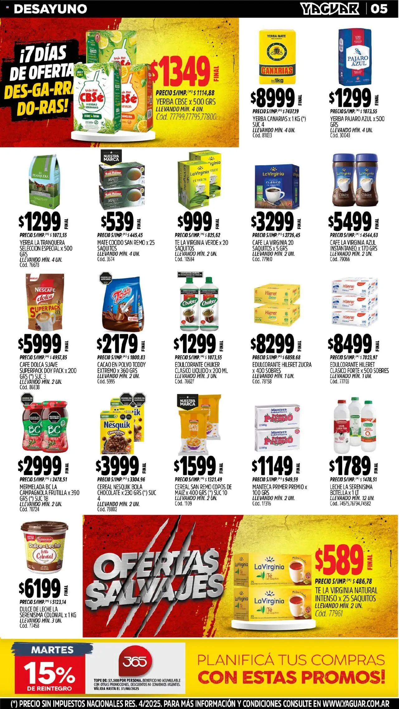 Yaguar - Moreno │ válido desde el 11.08.2025 | Página: 5 | Productos: Mate, Yerba, Dulce de leche, Cacao