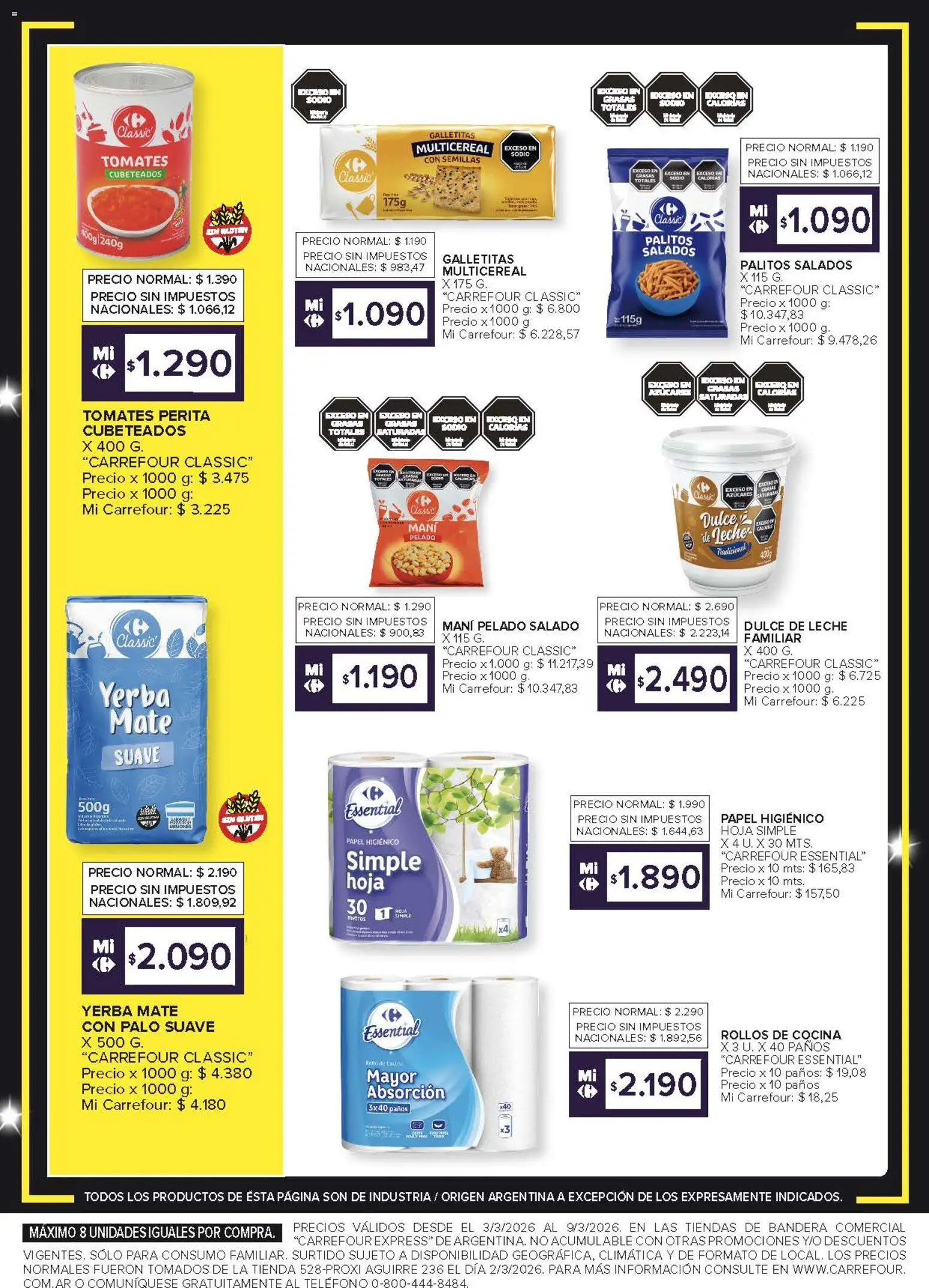 Carrefour Express ofertas │ válido desde el 03.03.2026 | Página: 3 | Productos: Papel higiénico, Mate, Dulce de leche, Mani