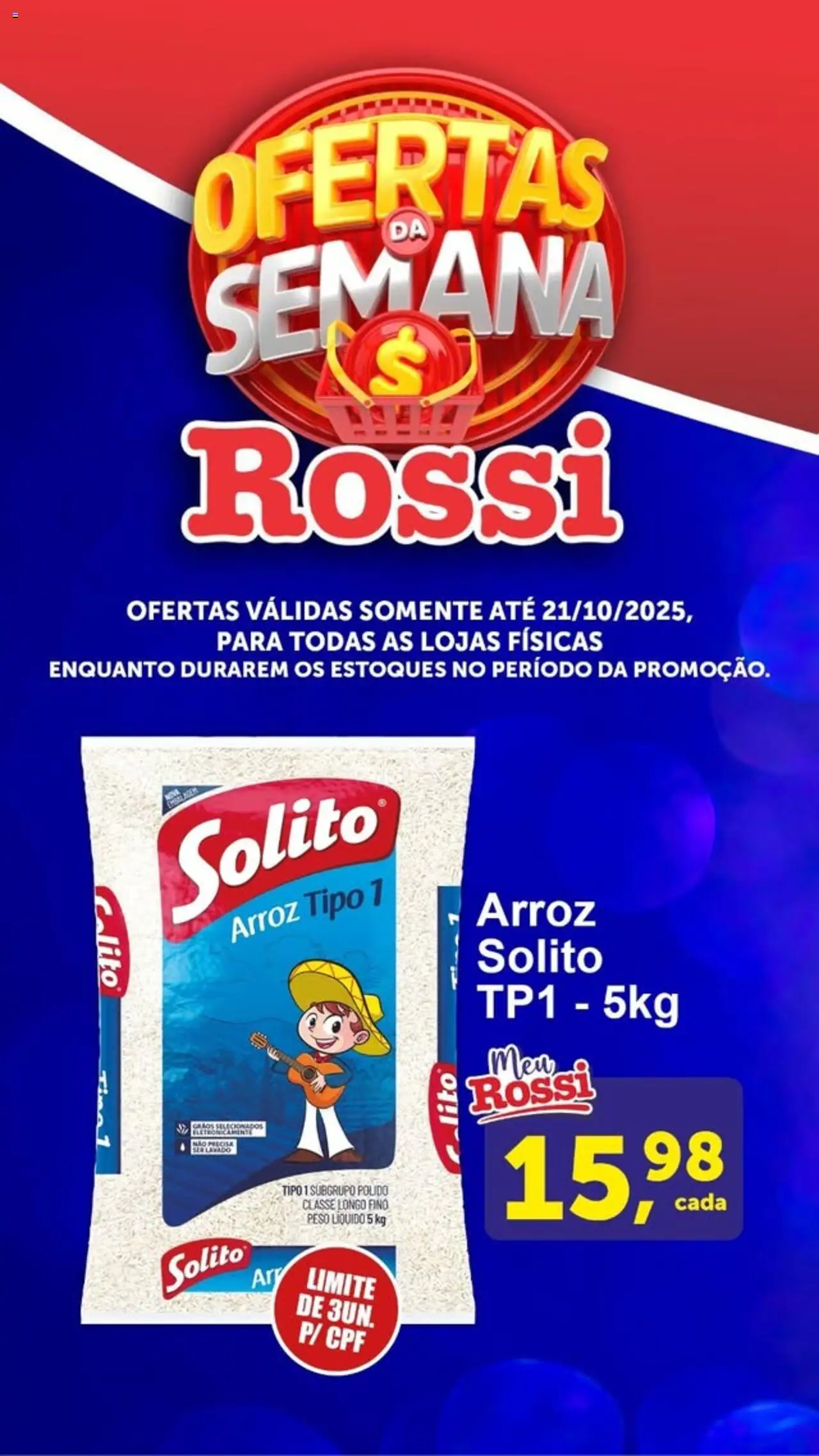 Rossi Supermercados Folheto - válido de 16.10.2025 | Página: 1 | Produtos: Arroz