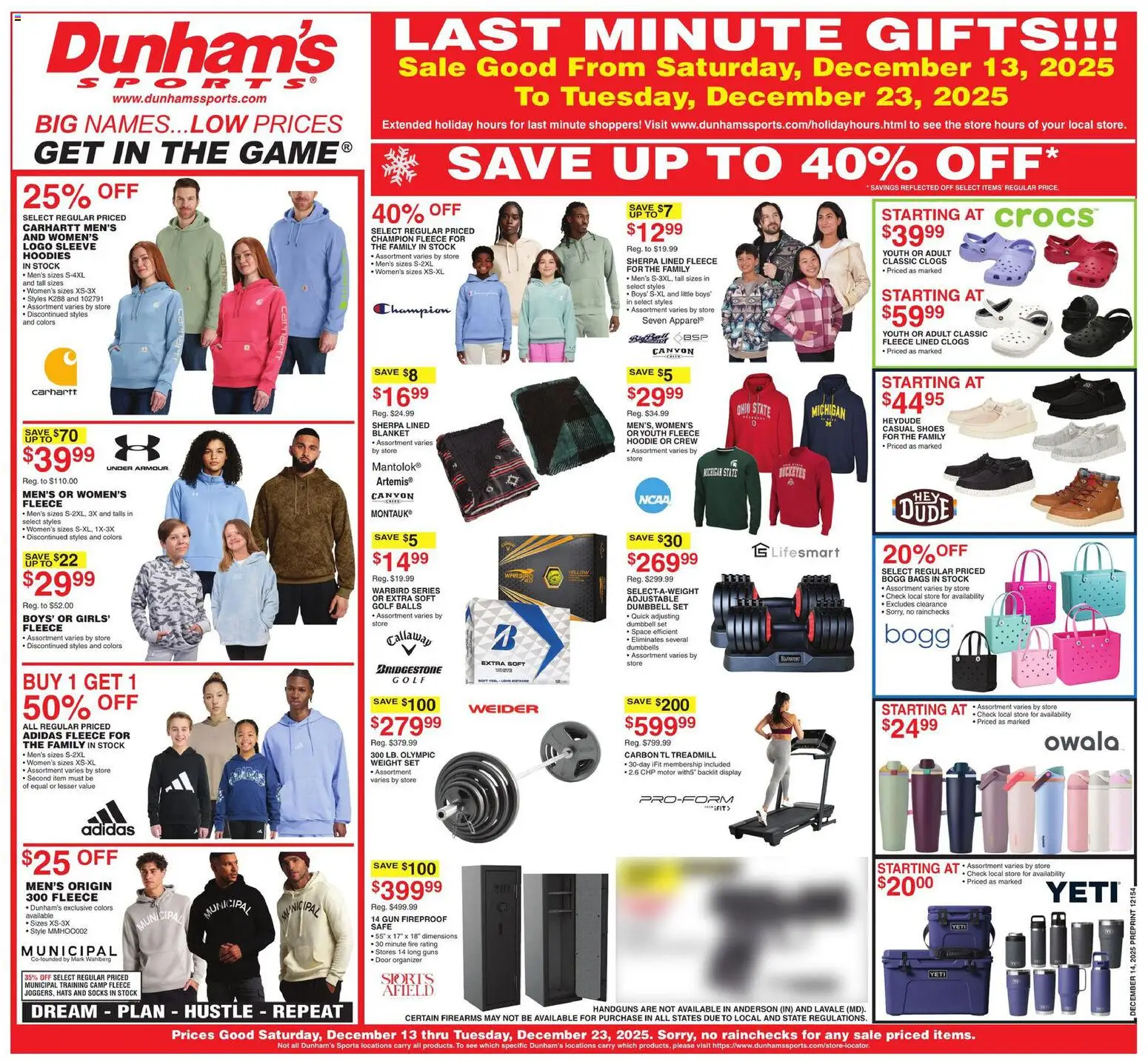 Dunham's Sports Weekly Ad - valid from 13.12.2025 | Page: 1 | Products: Blanket, Safe, Gun, Weight