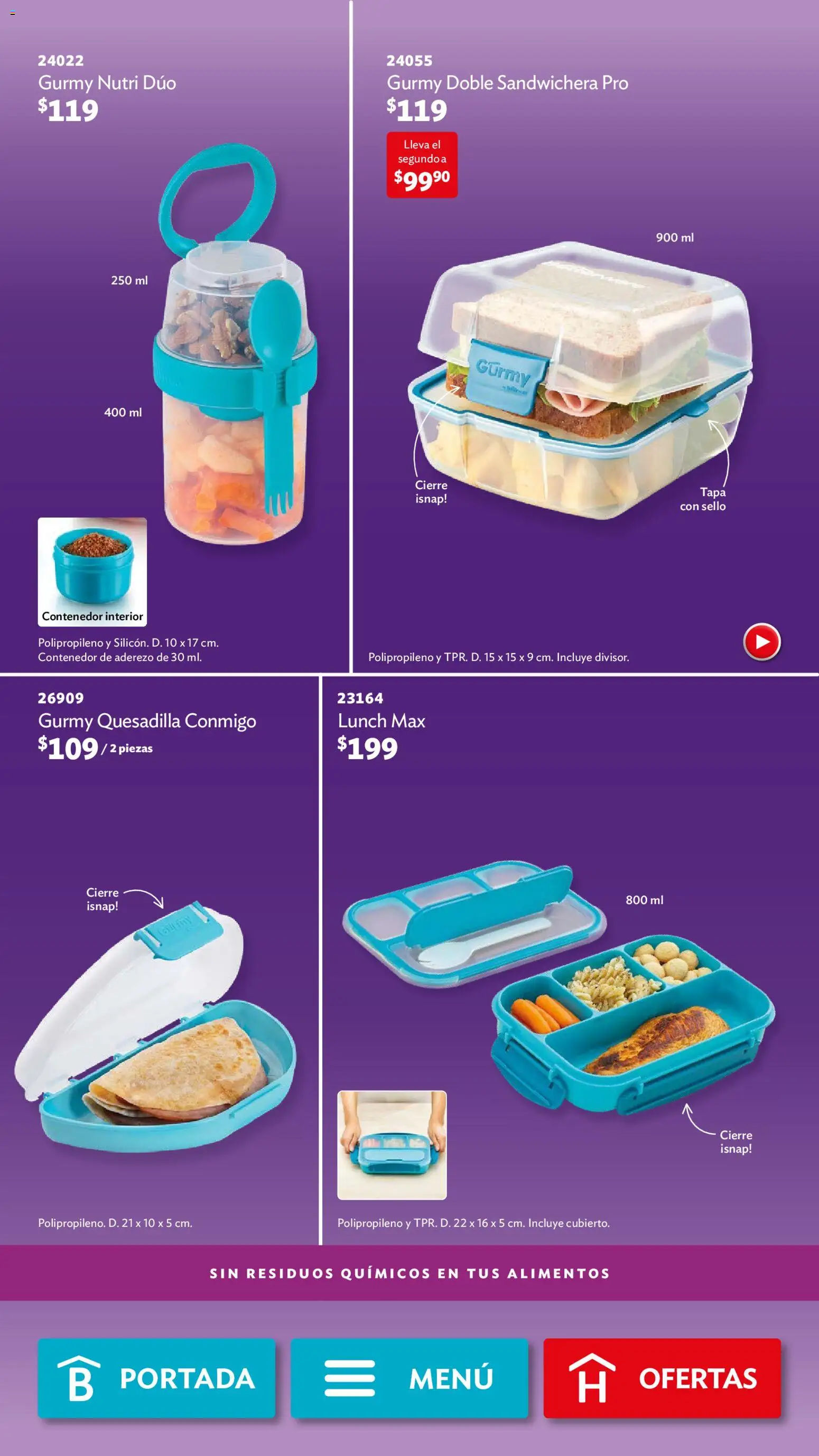 Nuevas ofertas de Betterware válidas en toda la República Mexicana desde el 04.05.2026. ¡Encuentra las mejores ofertas en Betterware campaña 5 2026! | Página: 61 | Productos: Aderezo, Sandwichera, Contenedor