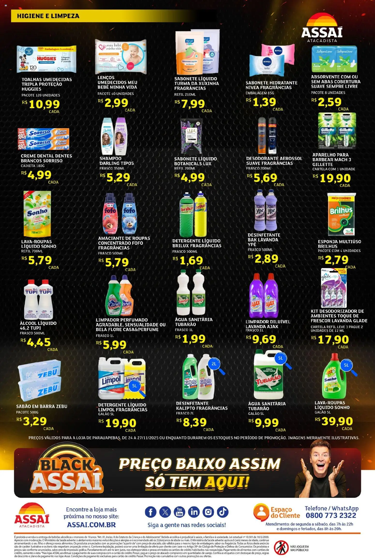 Assaí Atacadista Folheto - válido de 24.11.2025 | Página: 4 | Produtos: Sabão, Detergente, Creme, Desinfetante