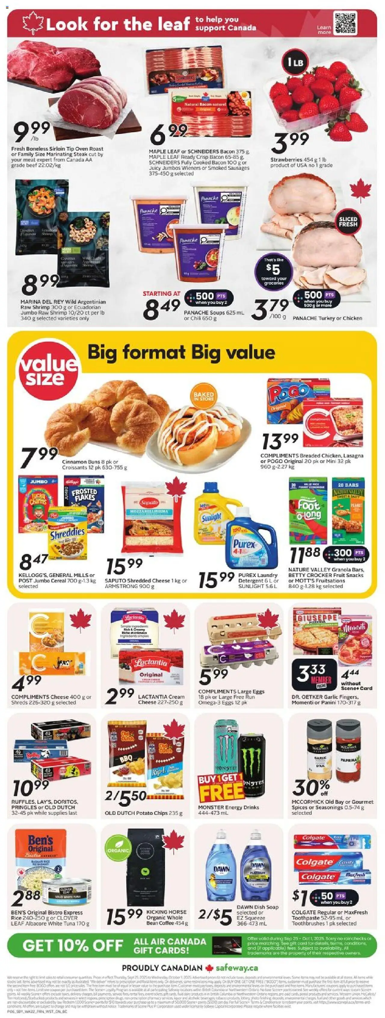 Safeway flyer valid from 25.09.2025 | Page: 4 | Products: Beef, Turkey, Oven, Soap