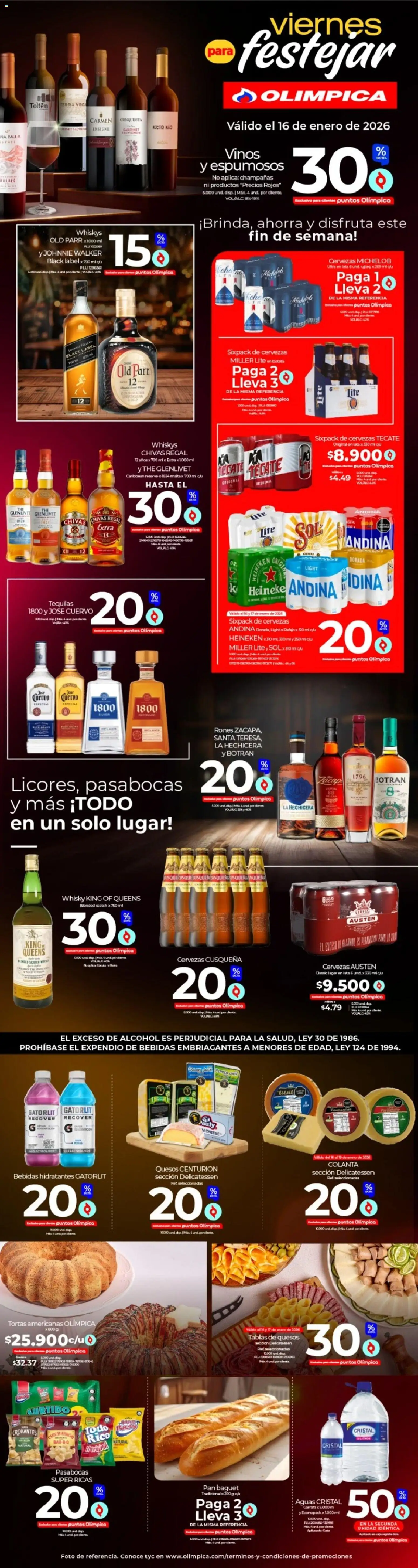Olímpica revista - valida desde el 16.01.2026 | Página: 1 | Productos: Whisky, Pan, Tintura, Cerveza
