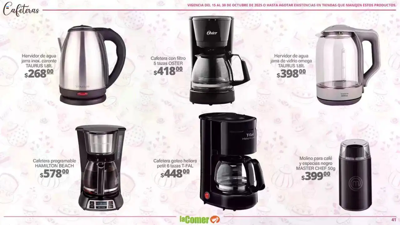 Nuevas ofertas de La Comer válidas en toda la República Mexicana desde el 15.10.2025. ¡Encuentra las mejores ofertas en La Comer - Folleto! | Página: 41 | Productos: Agua, Café, Hervidor, Jarra