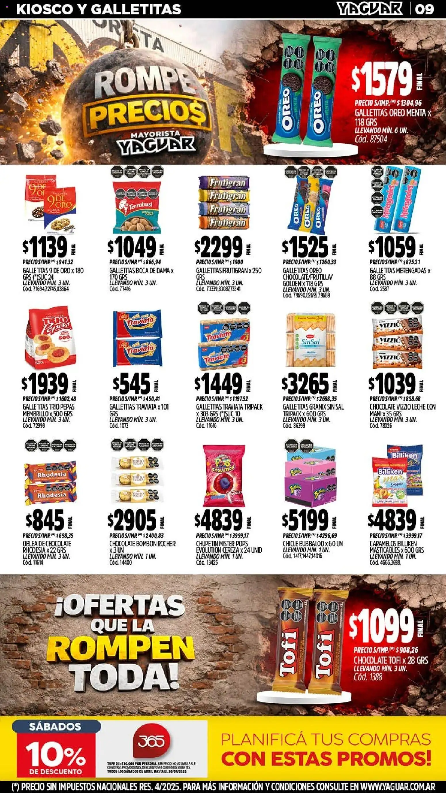 Yaguar - Oferta Semanal Neuquen │ válido desde el 20.04.2026 | Página: 9 | Productos: Sal, Mani, Leche, Chicle