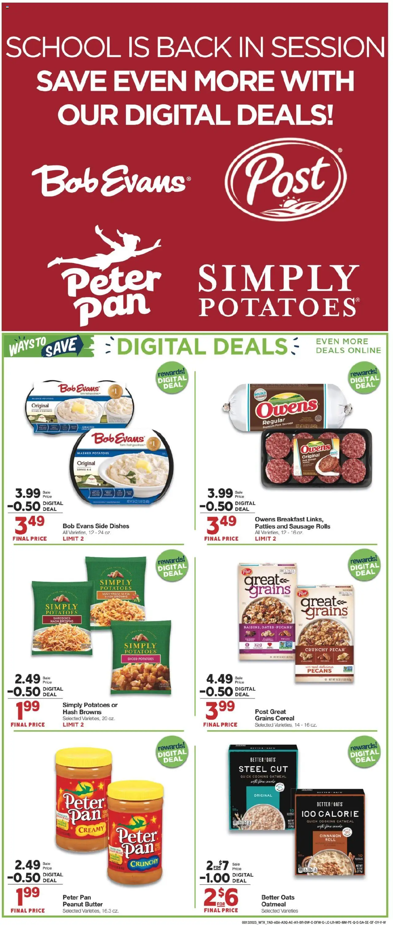 United Supermarkets Weekly Ad - valid from 12.08.2025 | Page: 7 | Products: Pan, Butter, Flakes, Potatoes