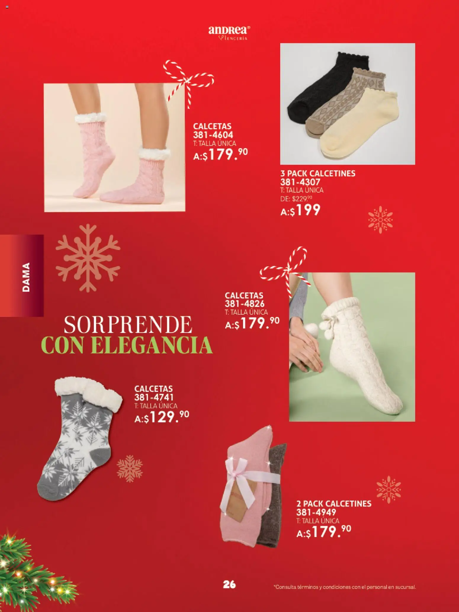 Nuevas ofertas de Andrea válidas en toda la República Mexicana desde el 23.11.2025. ¡Encuentra las mejores ofertas en Andrea catálogo Guía de regalos! | Página: 26 | Productos: Calcetas
