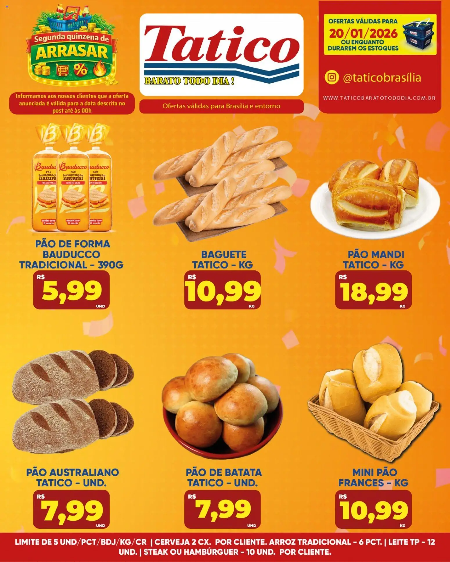 Tatico Folheto - válido de 20.01.2026 | Página: 6 | Produtos: Leite, Cerveja, Arroz, Batata