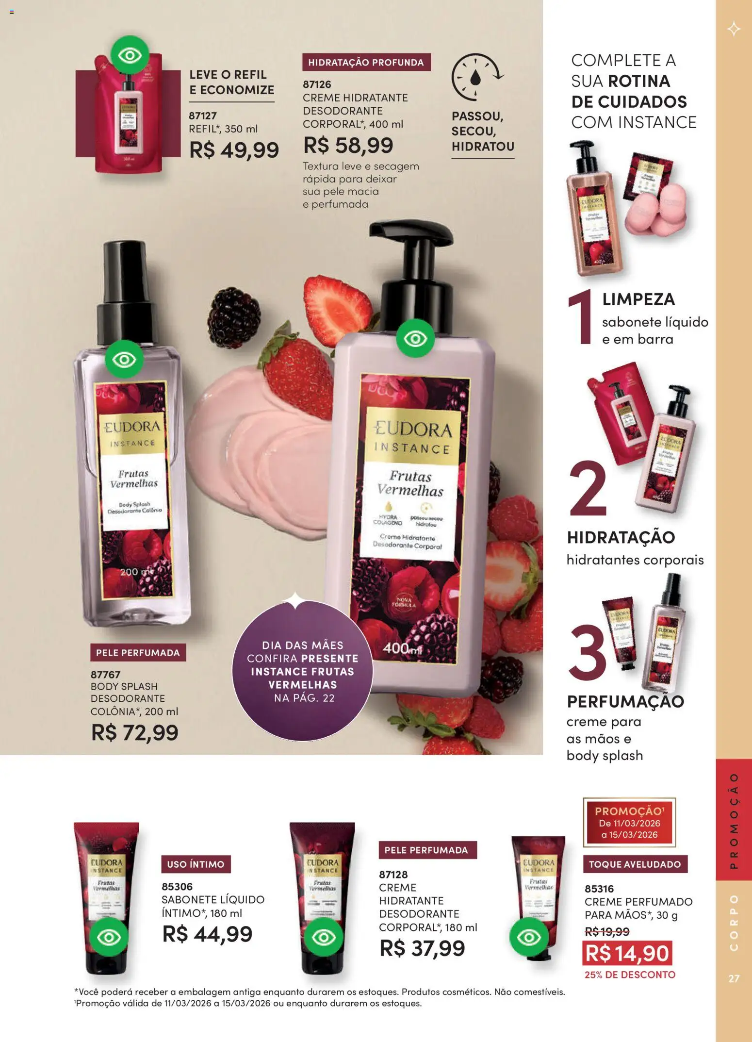 Eudora Folheto - válido de 11.03.2026 | Página: 35 | Produtos: Colágeno, Desodorante, Sabonete, Body