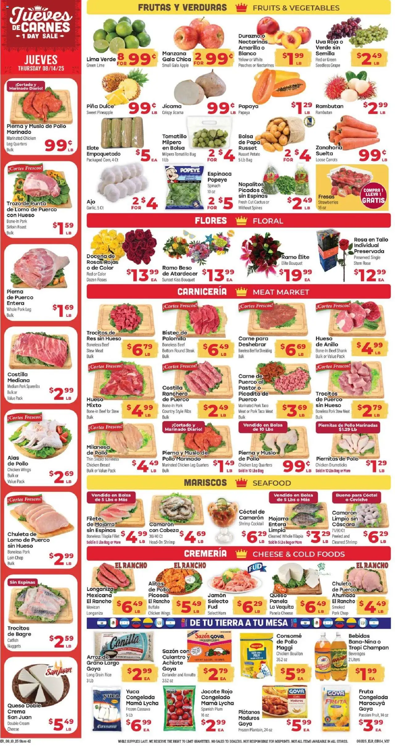 El Rancho - Weekly Ad - valid from 13.08.2025 | Page: 4 | Products: Peaches, Spinach, Rice, Bag