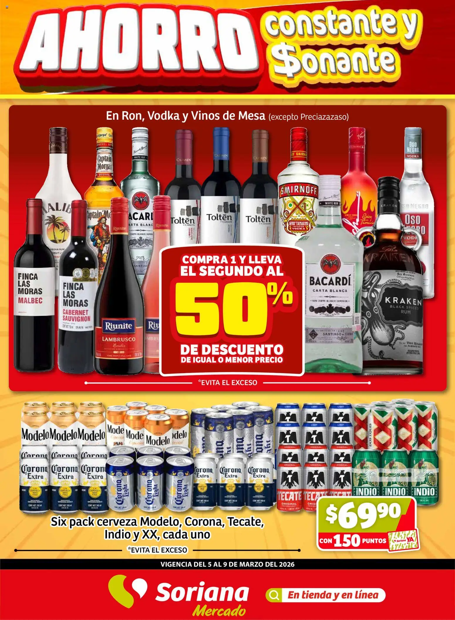 Nuevas ofertas de Soriana válidas en toda la República Mexicana desde el 05.03.2026. ¡Encuentra las mejores ofertas en Soriana Fin de Semana Mercado: Saltillo y Torreón! | Página: 1 | Productos: Cerveza, Mesa, Vodka