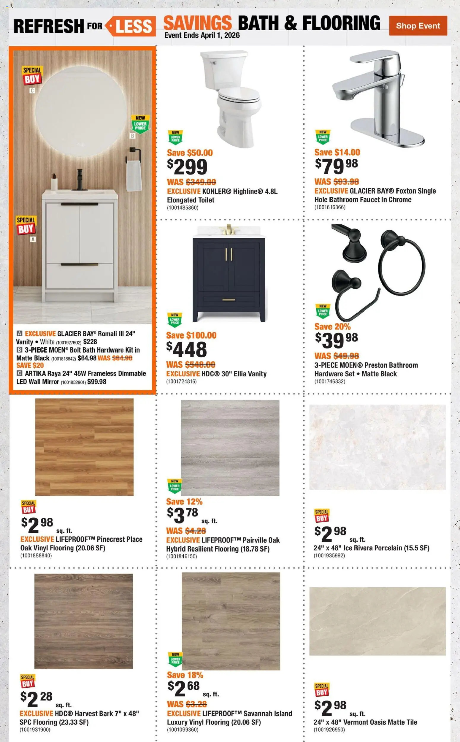 Home Depot flyer valid from 26.02.2026 | Page: 4 | Products: Bath, Mirror